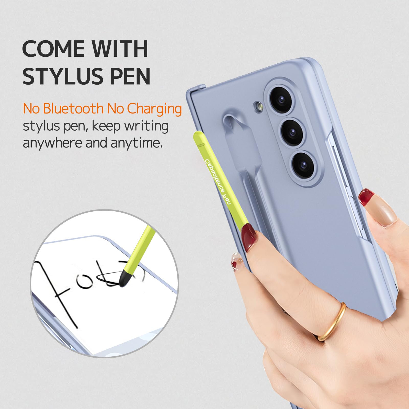 NINKI Compatible for Galaxy Z Fold 5 Case with S Pen Holder & Green S Pen,Hinge Protective Case for Z Fold 5 Case Screen Protector, Galaxy Z Fold 5 5g Case for Galaxy Fold 5 Phone Case Blue