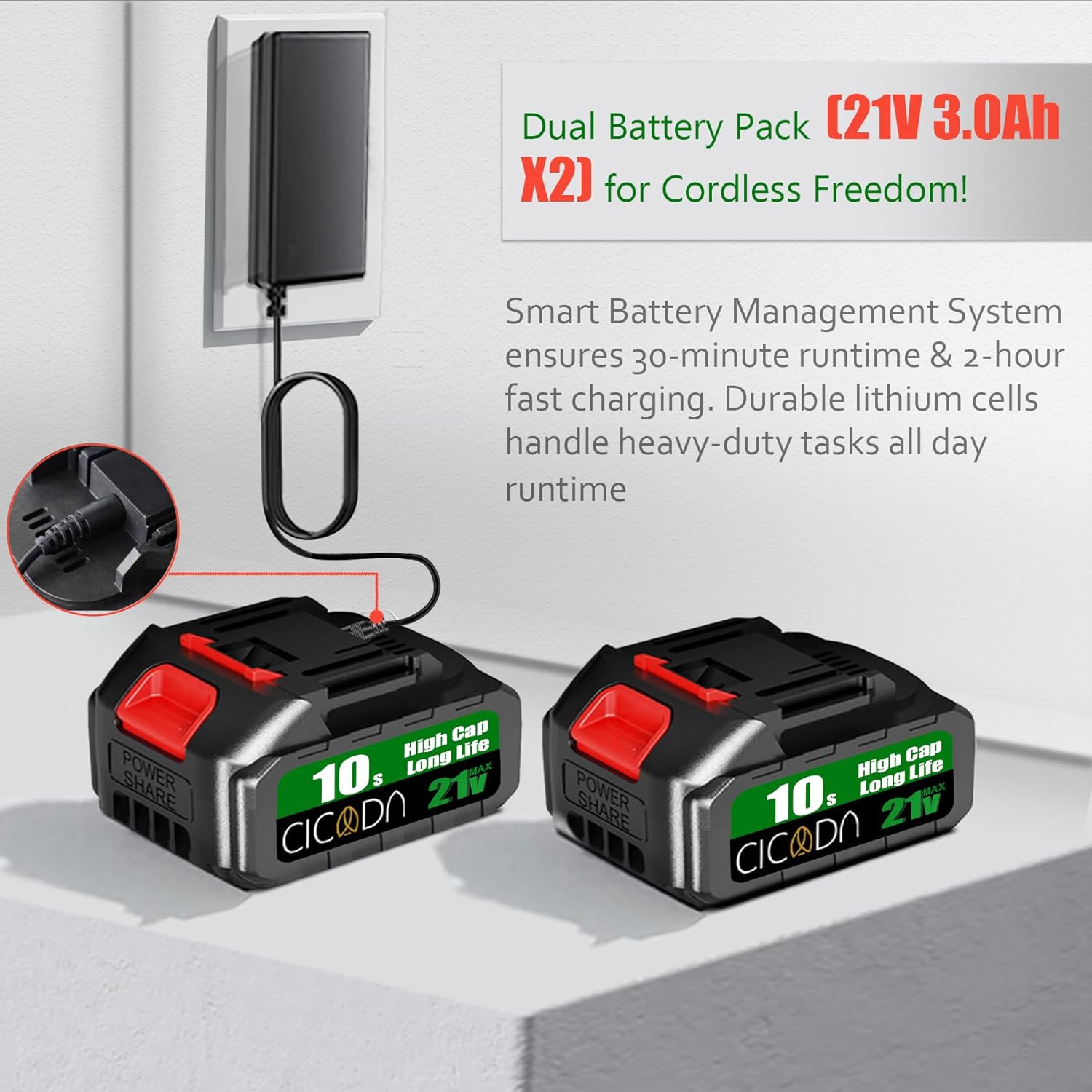 Cordless Leaf Blower 500,000 RPM with Extended Nozzle - 2×3.0Ah Batteries, Lightweight Handheld for Patio, Driveway, Snow & Debris Removal