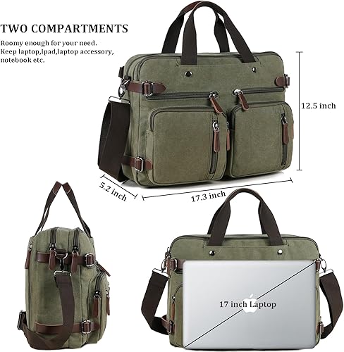 Miniatura 3 de Mochila convertible 3 en 1 para laptop, bolsa de mensajero de 17.3 pulgadas para hombres, maletín de trabajo, bolsa de viaje para computadora para