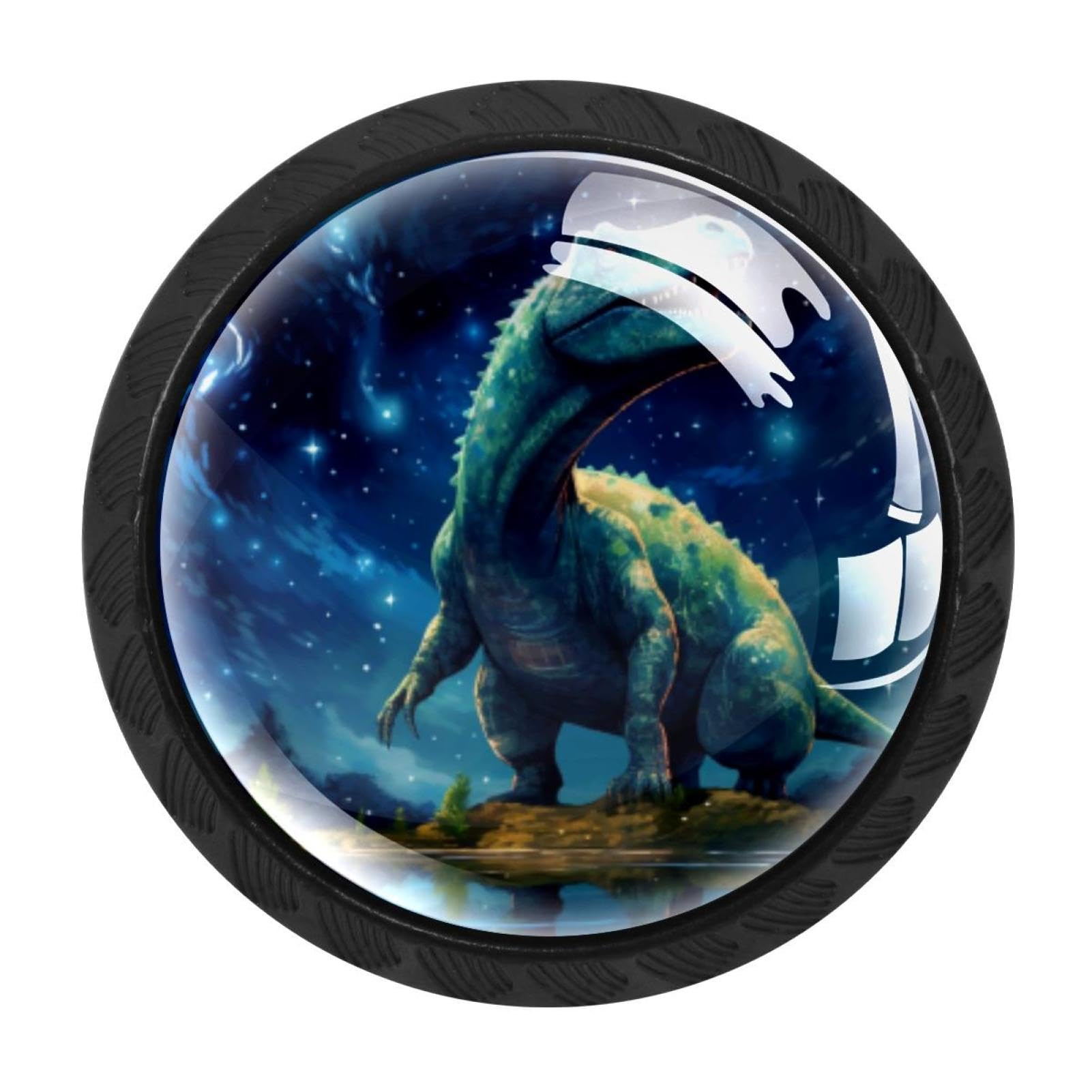 CHENZZZZ 4 Pack Black Starry Dinosaur Kitchen Handles, Cabinet Pulls Hardware for Cupboard Drawer Knobs Dresser Pulls