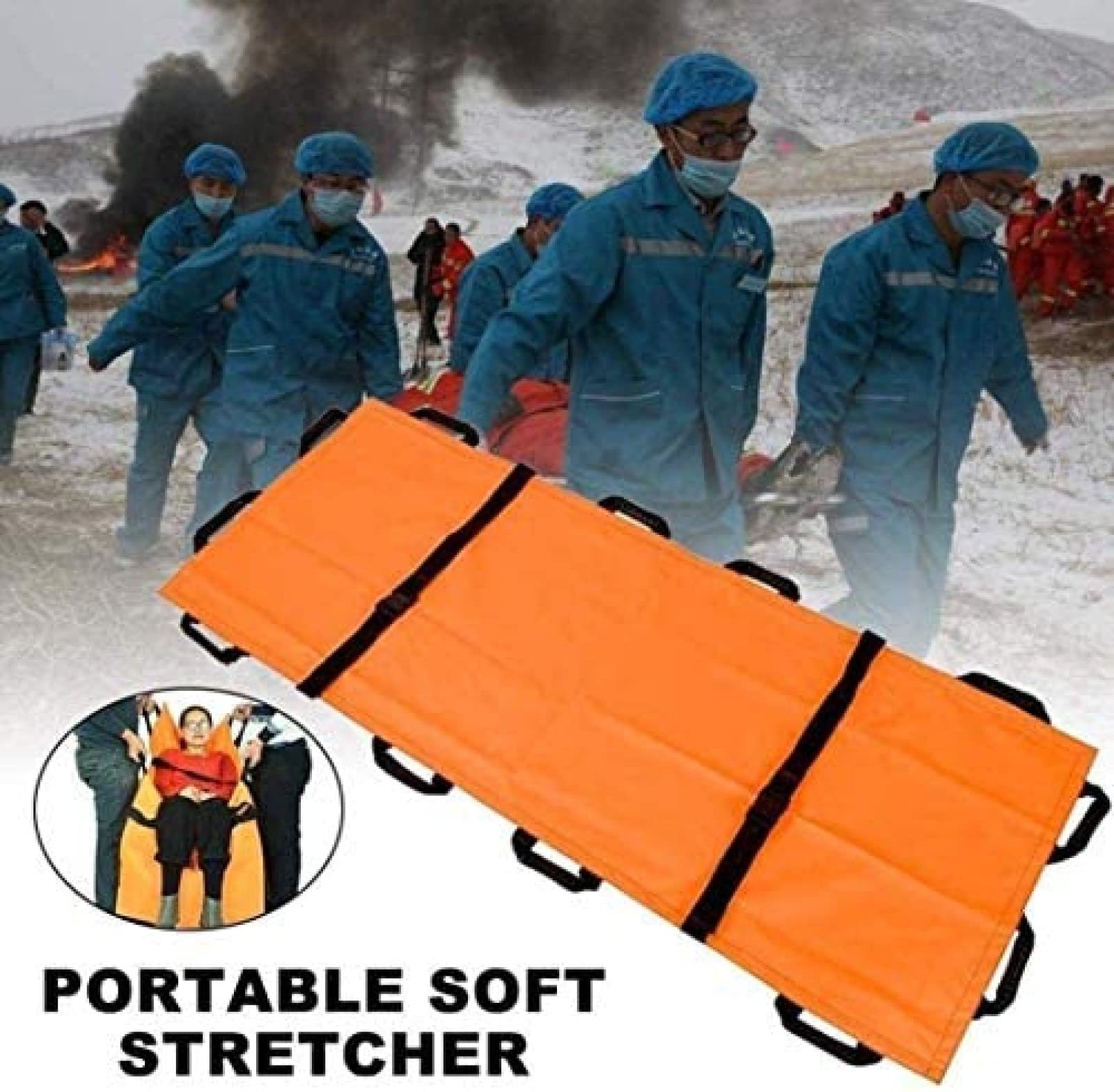 Barella di emergenza – Sollevatore portatile in tela con 8 maniglie, design ispessito per uso domestico ed esterno, pieghevole morbido per un facile trasporto