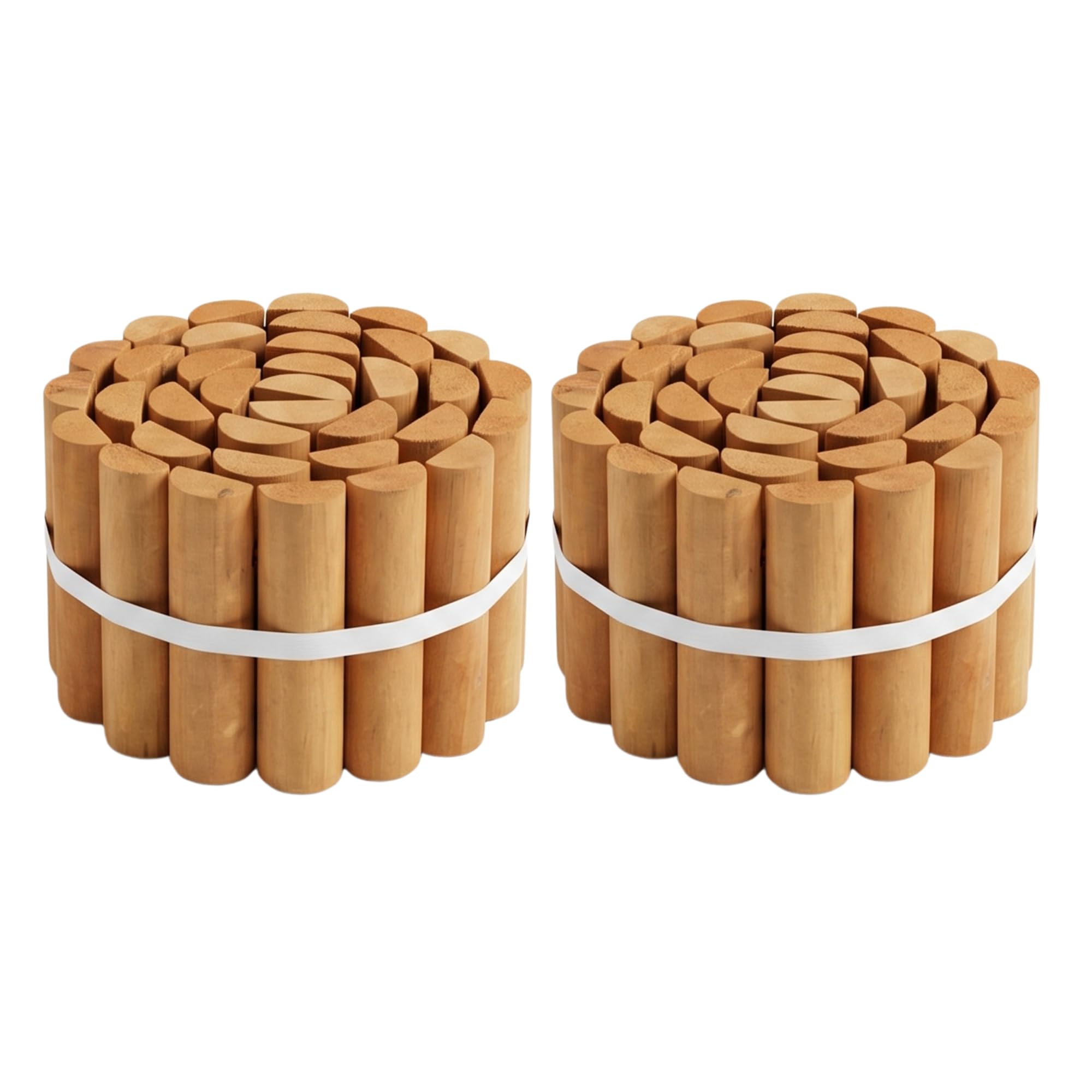 1.8m Wooden Log Roll Garden Edging Border Fence Half Round Picket Lawn Path Flower Bed Outdoor Wire Backed Rot Resistant Natural Timber Landscaping Decoration 15cm High Allotment Patio (Pack of 2)