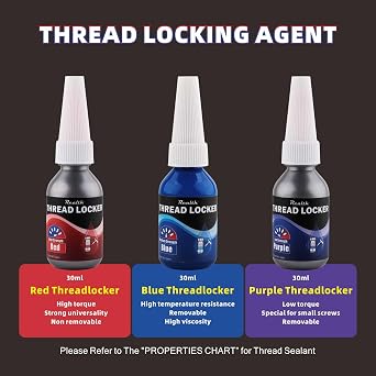 Realth Thread Locker Blue and Red & Purple 10ml x 3 Packs Threadlock | Low Medium and High Strength Threadlock, Lock & Seal Nuts Bolts, Against Losening and Leakage