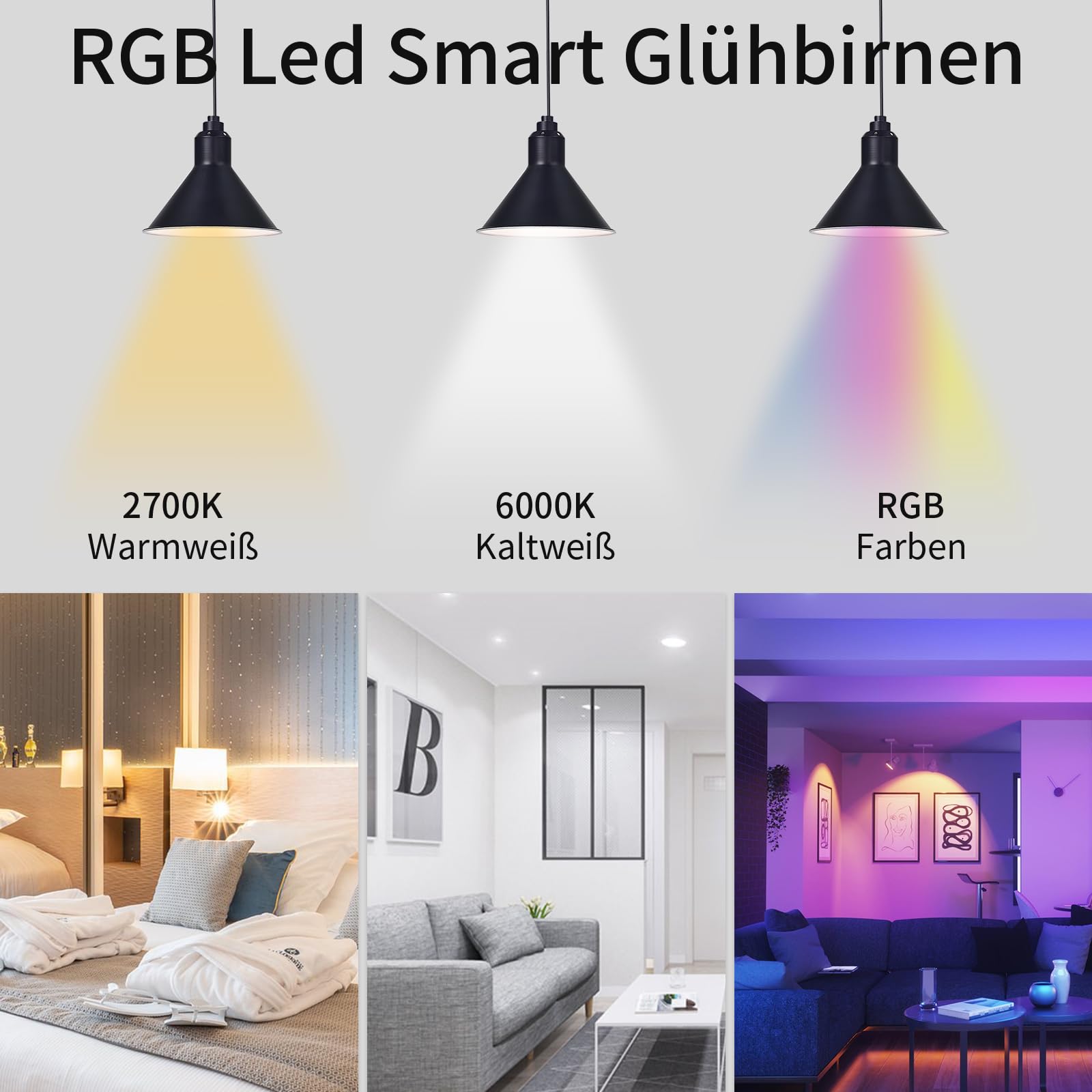 I-SHUNFA WI-FI Smart E14 RGB Led Glühbirne,4W,400LM AC 230V | Farbwechsel mit Musiksynchronisation Lampen, 16 Millionen DIY-Farben,Multicolour Dimmbar (3 Stück, Milchig Weiß)