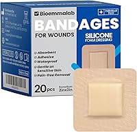 Vista 1 de Vendajes grandes impermeables de 2 x 2 pulgadas de espuma de silicona para cuidado de heridas de piel sensible, almohadilla cohesiva adhesiva