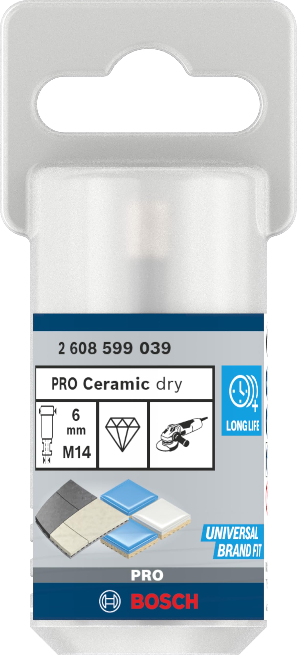 Bosch Professional 1x Diamentowa Koronka Dry Speed Best for Ceramic (w przypadku wiercenia na sucho w twardej ceramice, Ø 6 x 30 mm, Akcesoria Mała Szlifierka Kątowa)