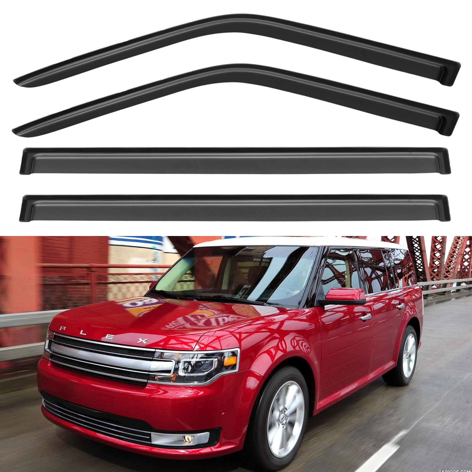 Window Visors Rain Guards Shield for 2009-2019 Ford Flex, Out-Channel Window Vent Wind Deflectors Visors Shades for 09-19 Ford Flex