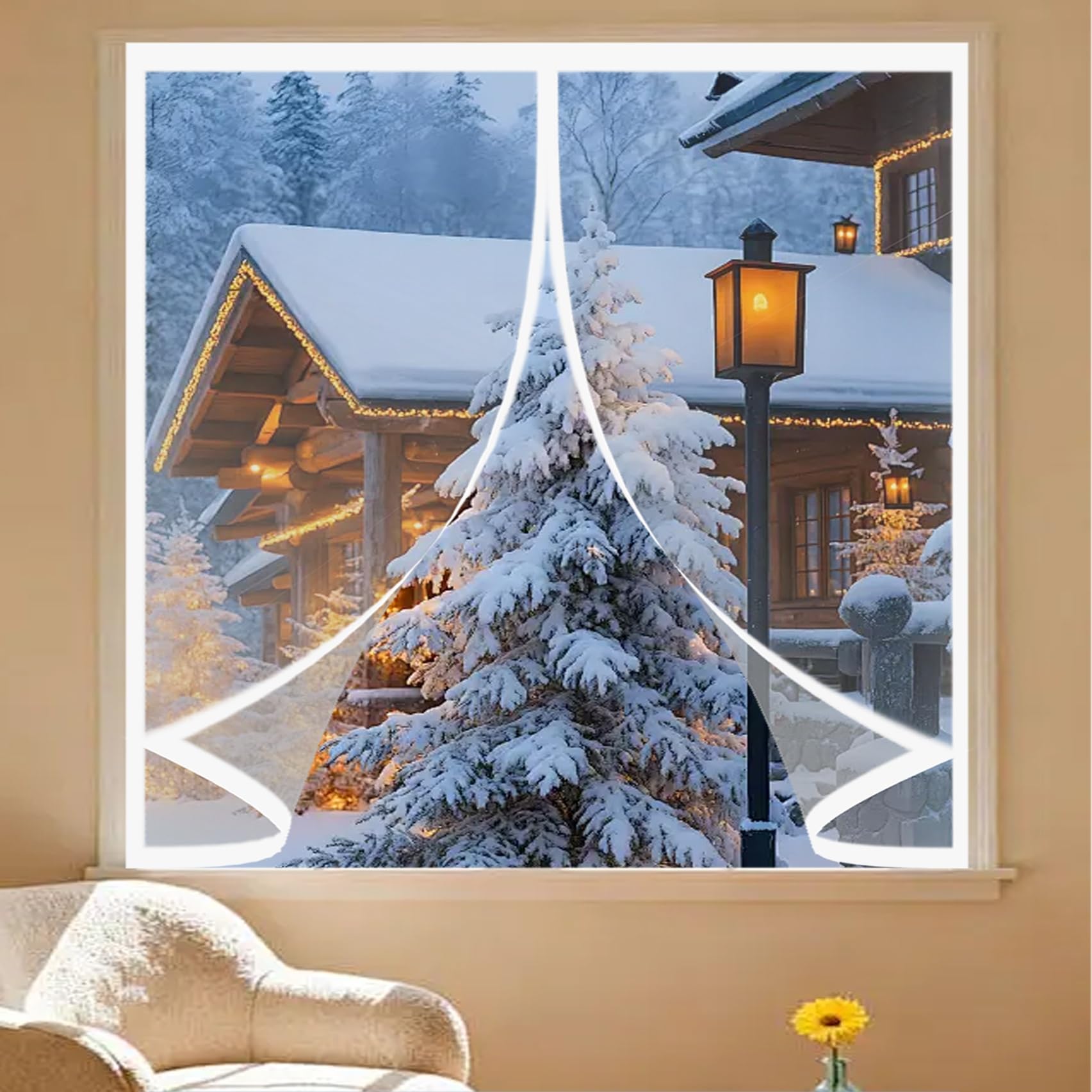 Cortina térmica para ventana transparente aislante del frío para salón y balcón