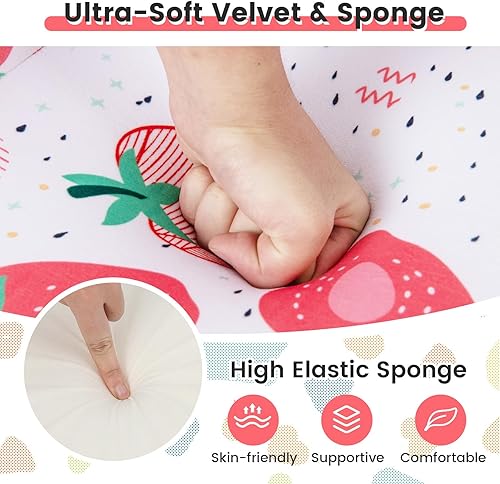 Miniatura 7 de Costzon Sofá para niños, sillón relleno de espuma con almohada acolchada, funda de terciopelo lavable y relleno de esponja suave, silla tapizada