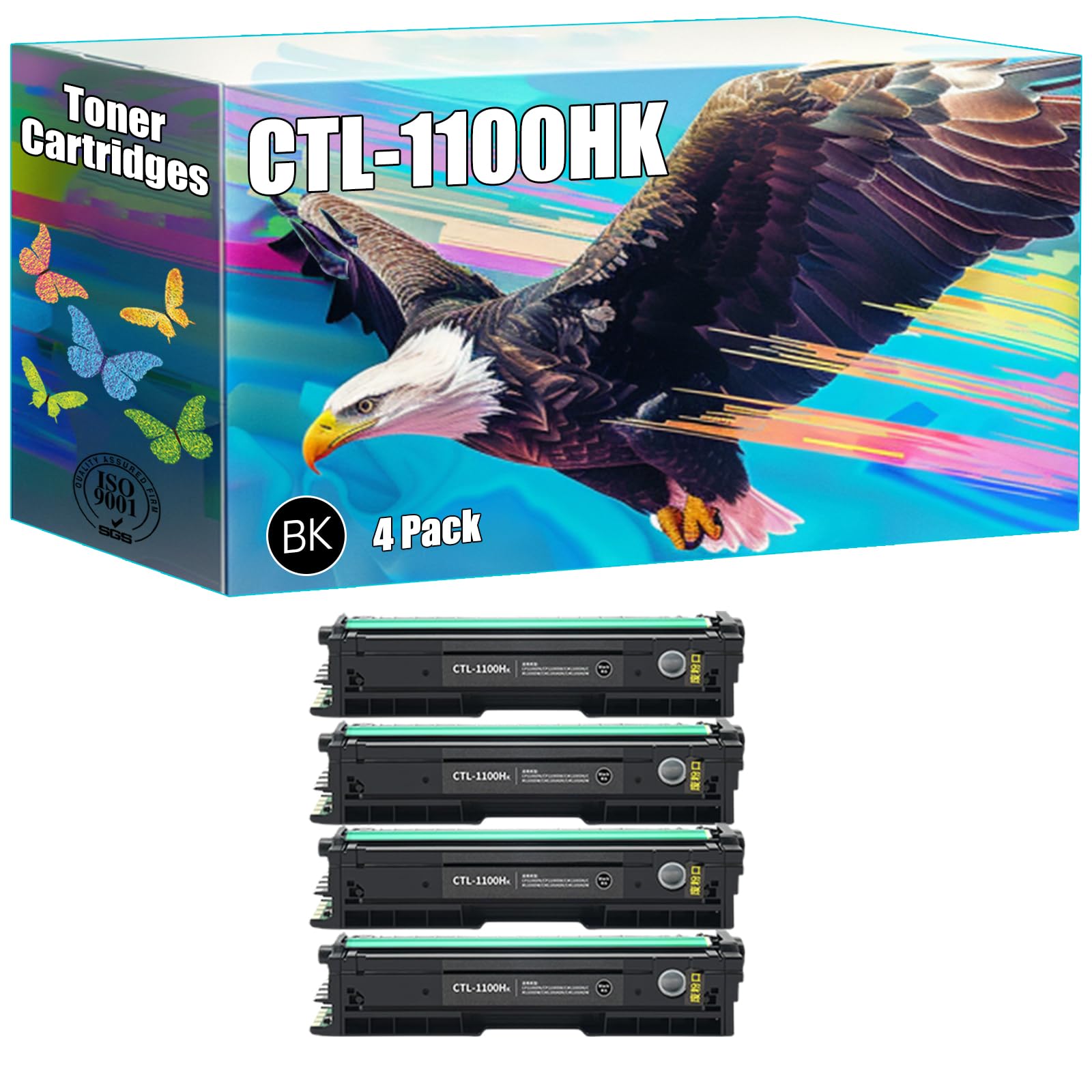CTL-1100HK Toner Cartridges Compatible for Pantum CP1100 CP1100DW CM1100DN CM1100DW CM1100ADN CM1100ADW Printers, High Yield 3000 Pages, Bright Colors Clear Printing (4 Pack Black)