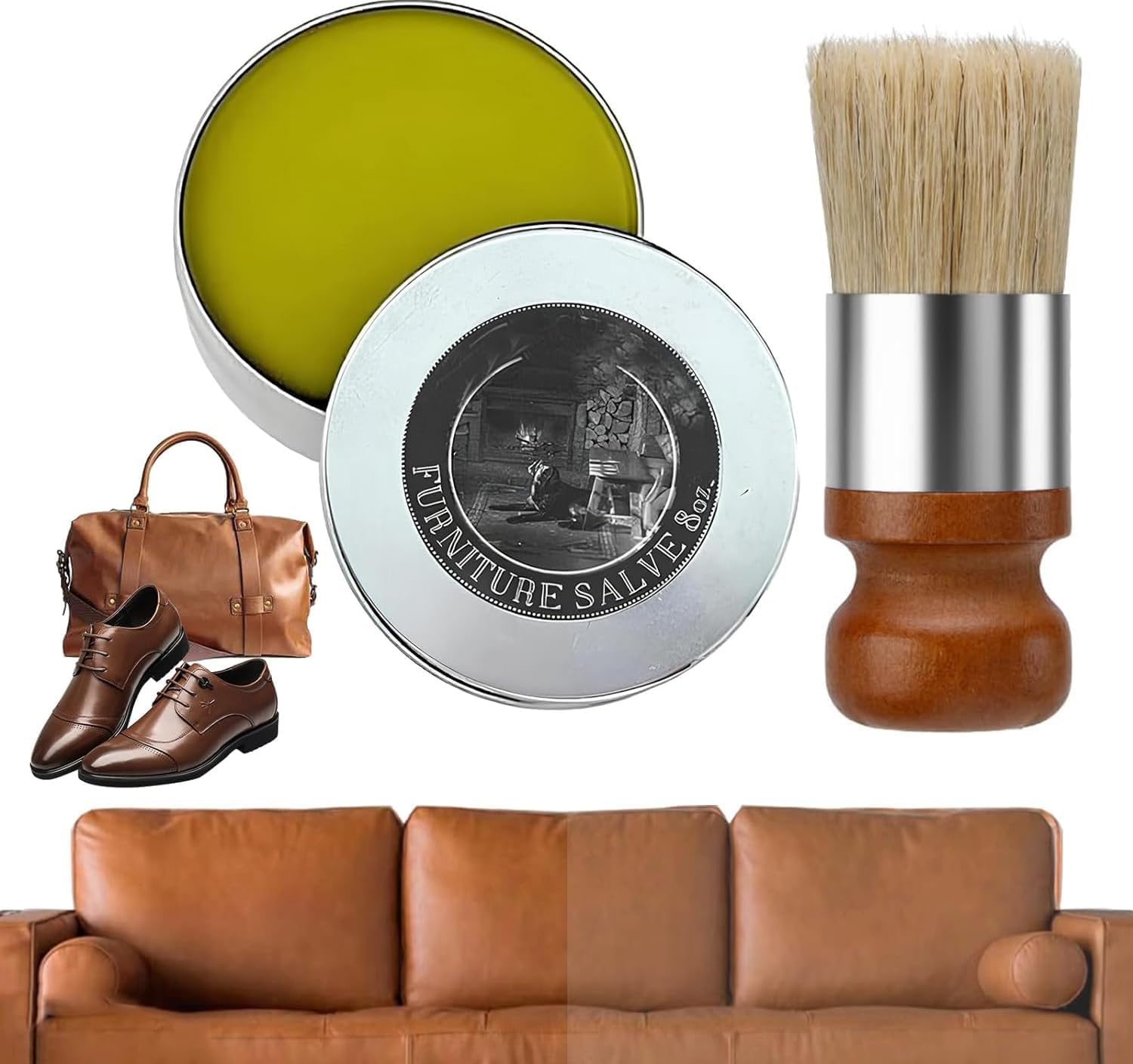 Aimery Salve for Leather, 2024 New, Furniture Salve and Brush, Leather Salve with Brush for Home (1)