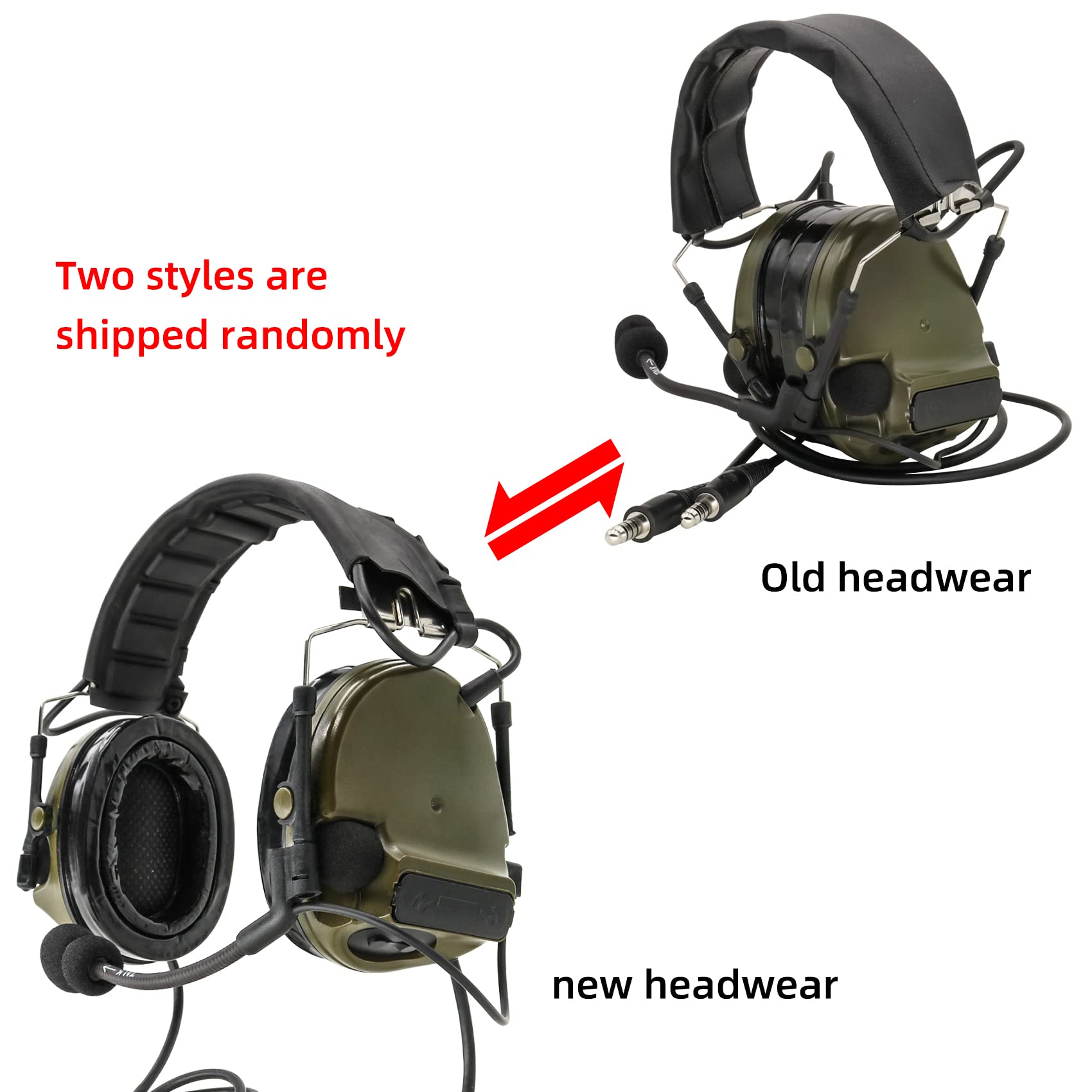 HEARFALCOM Podwójny zestaw słuchawkowy COMTA III taktyczny zestaw słuchawkowy z adapterami PTT U94 PTT kompatybilny z Baofeng UV-5R, UV-82 Walkie Talkie nadaje się do sportów airsoft, polowania