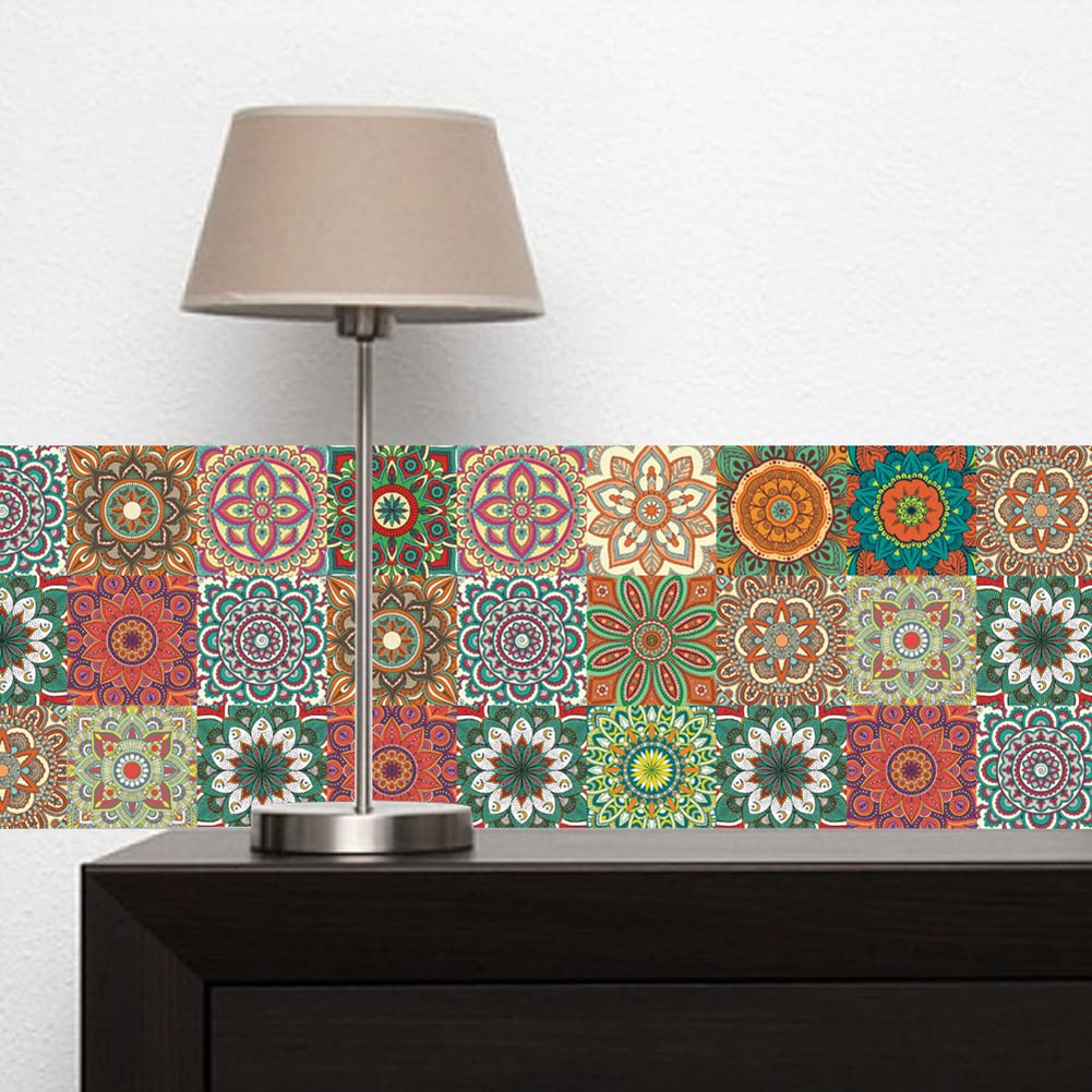 Mandala Fliesenaufkleber – 12 Stück, 15,2 X 15,2 Cm, Abziehbar, Für Küche, Bad, Möbel