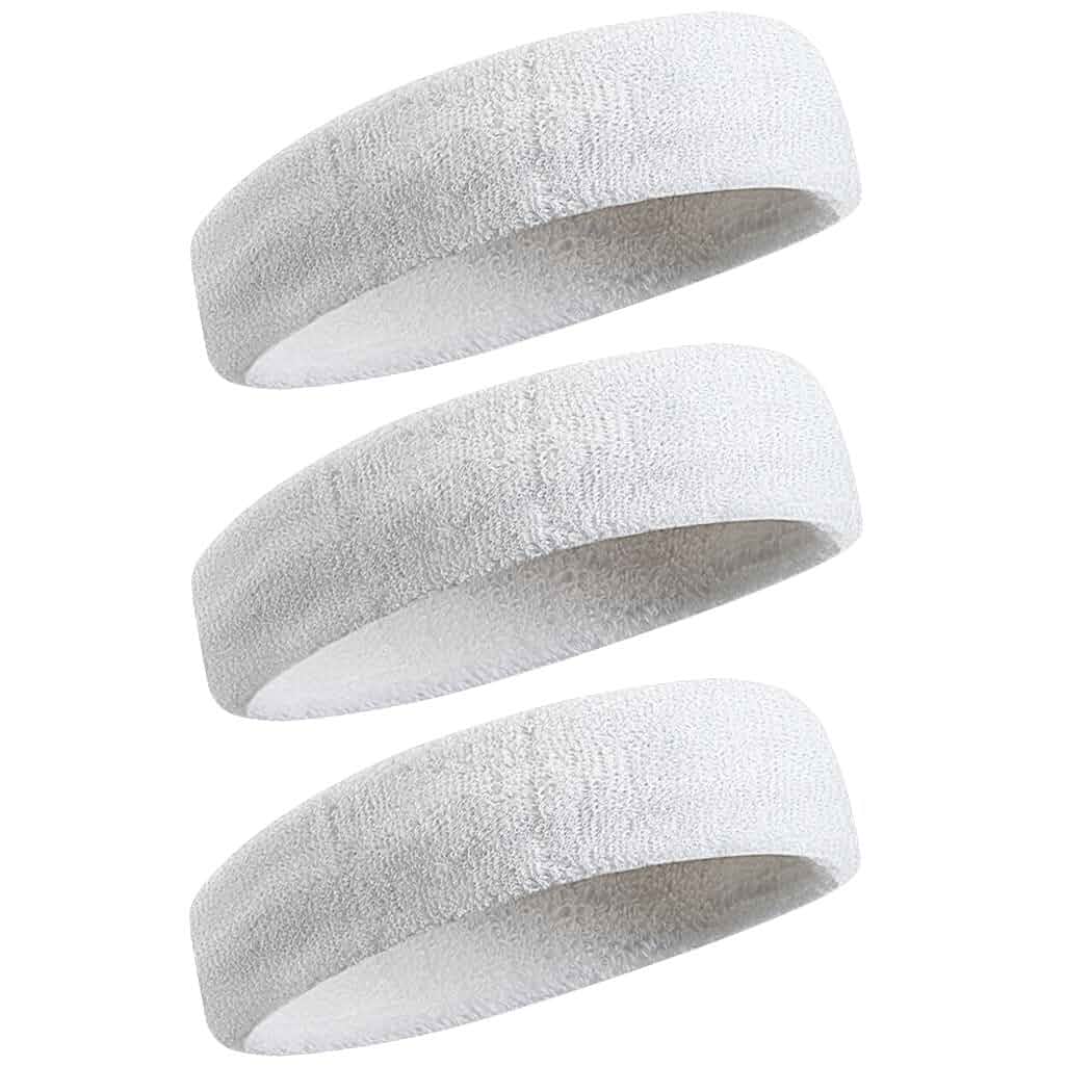 BEACE Sweatbands Sports Headband for Men & Women - Moisture Wicking Athletic Cotton Terry Cloth Sweatband for Tennis, Basketball, Running, Gym, Working Out