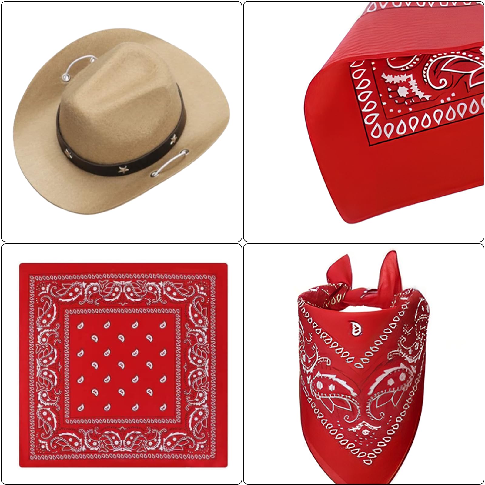 WLLHYF Cowboyhut Set Für Hunde & Katzen - Verstellbares Haustierkostüm Mit Bandana