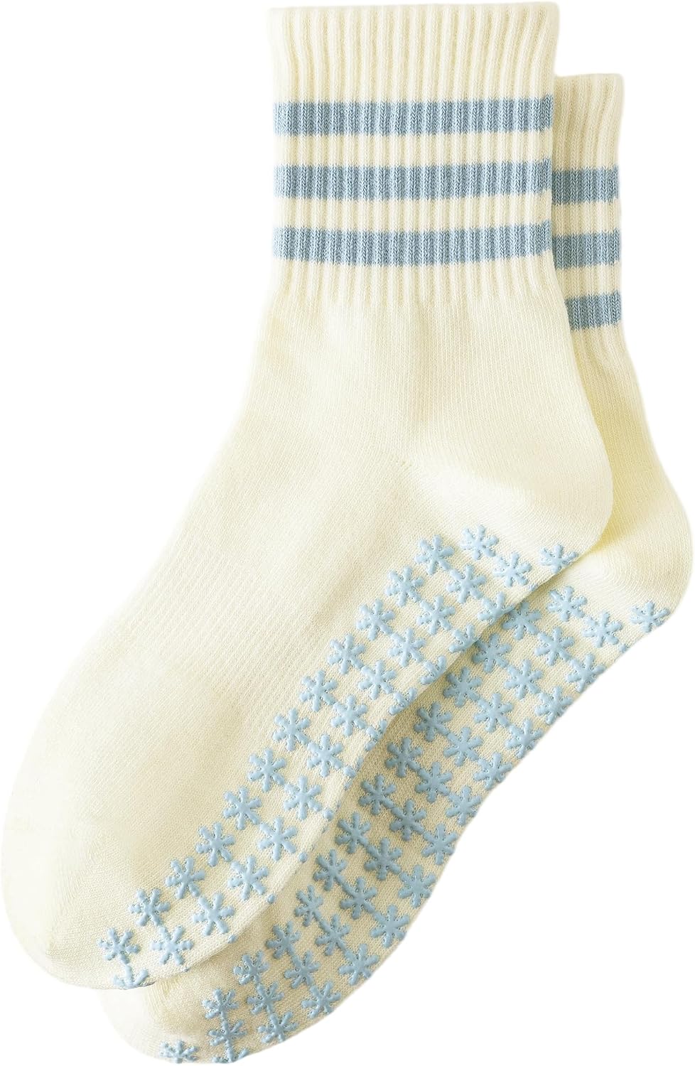 Yawlsow Cute Pilates Grip Socks for Women Ruffle Frilly Yoga Socks Non Slip Cotton Crew Grippy Sock for Barre Workout