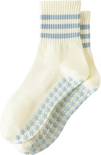 Yawlsow Cute Ruffle Pilates Grip Socks, Crew Grippy Socks Women Non Slip