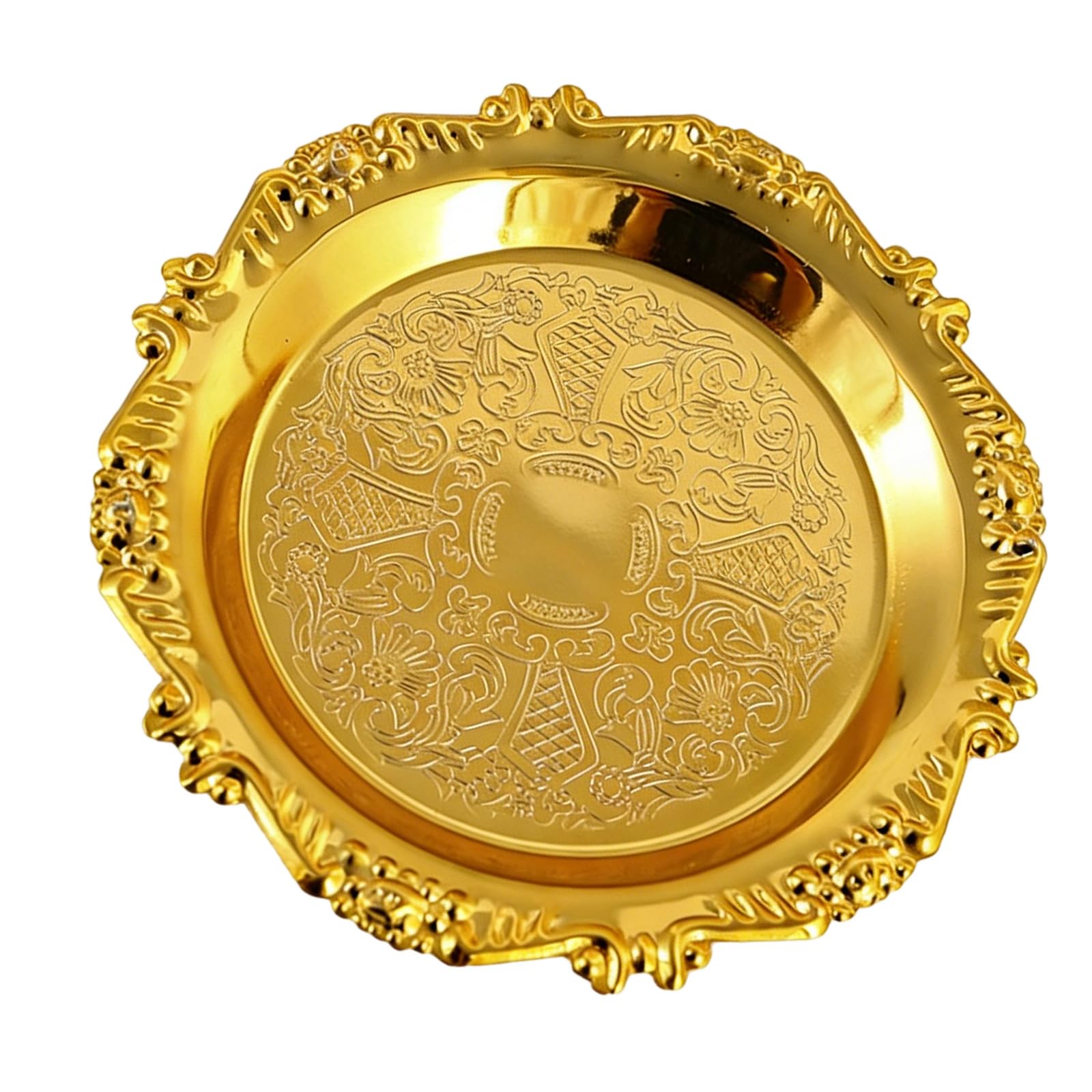 Tsophreniq Practical Iron Serving Tray for Home Decors and Food Presentation Feature Embossed Detail and Easy Maintenance Decorative Tray