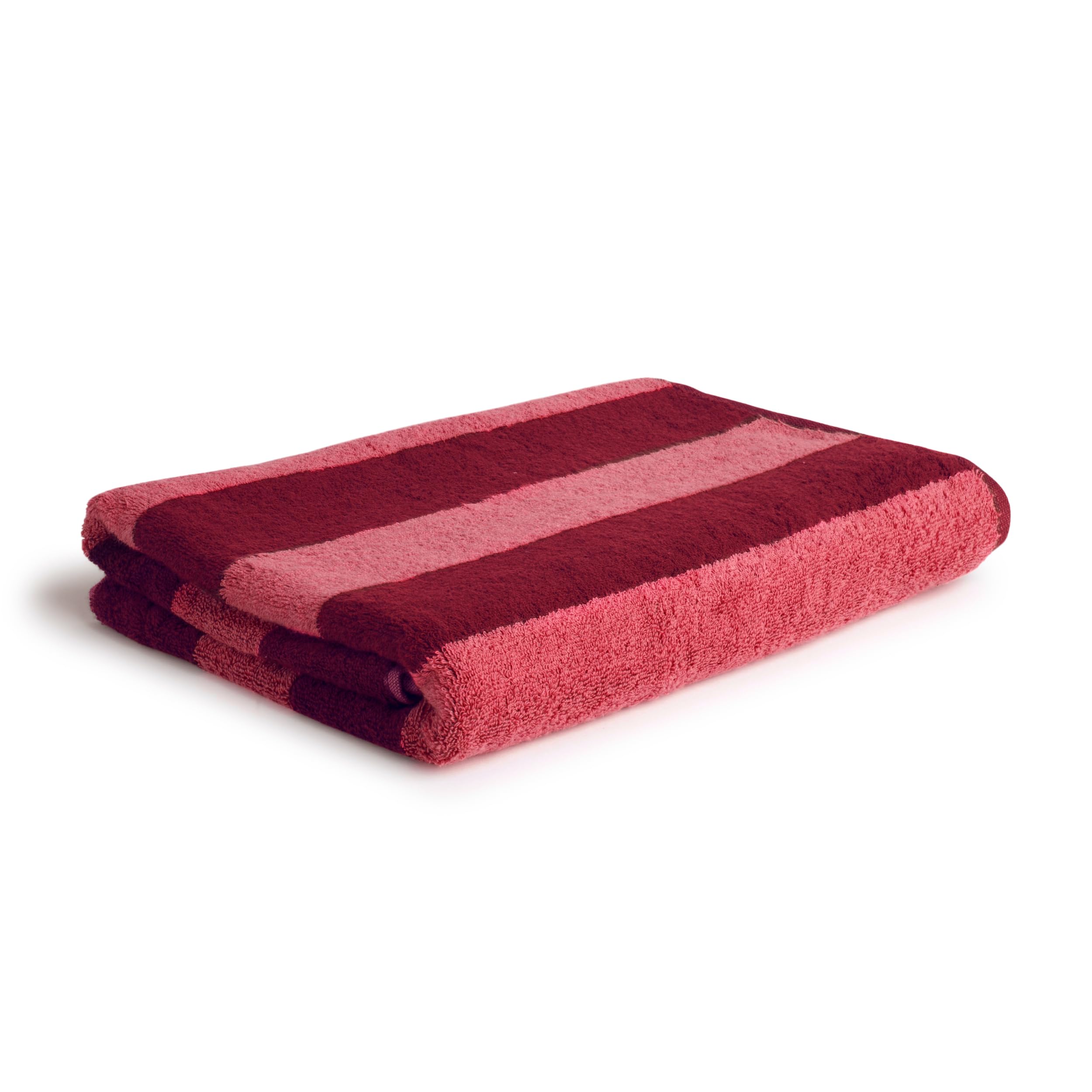 Möve Superwuschel Serviette de Douche 100% Coton à Rayures Multicolores Ruby/Corail 80 x 150 cm