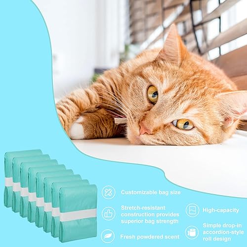 Miniatura 5 de Bolsas de repuesto para cubos de arena para gatos compatibles con cubo de arena de campeón, verde, ligeramente perfumado, paquete de 8