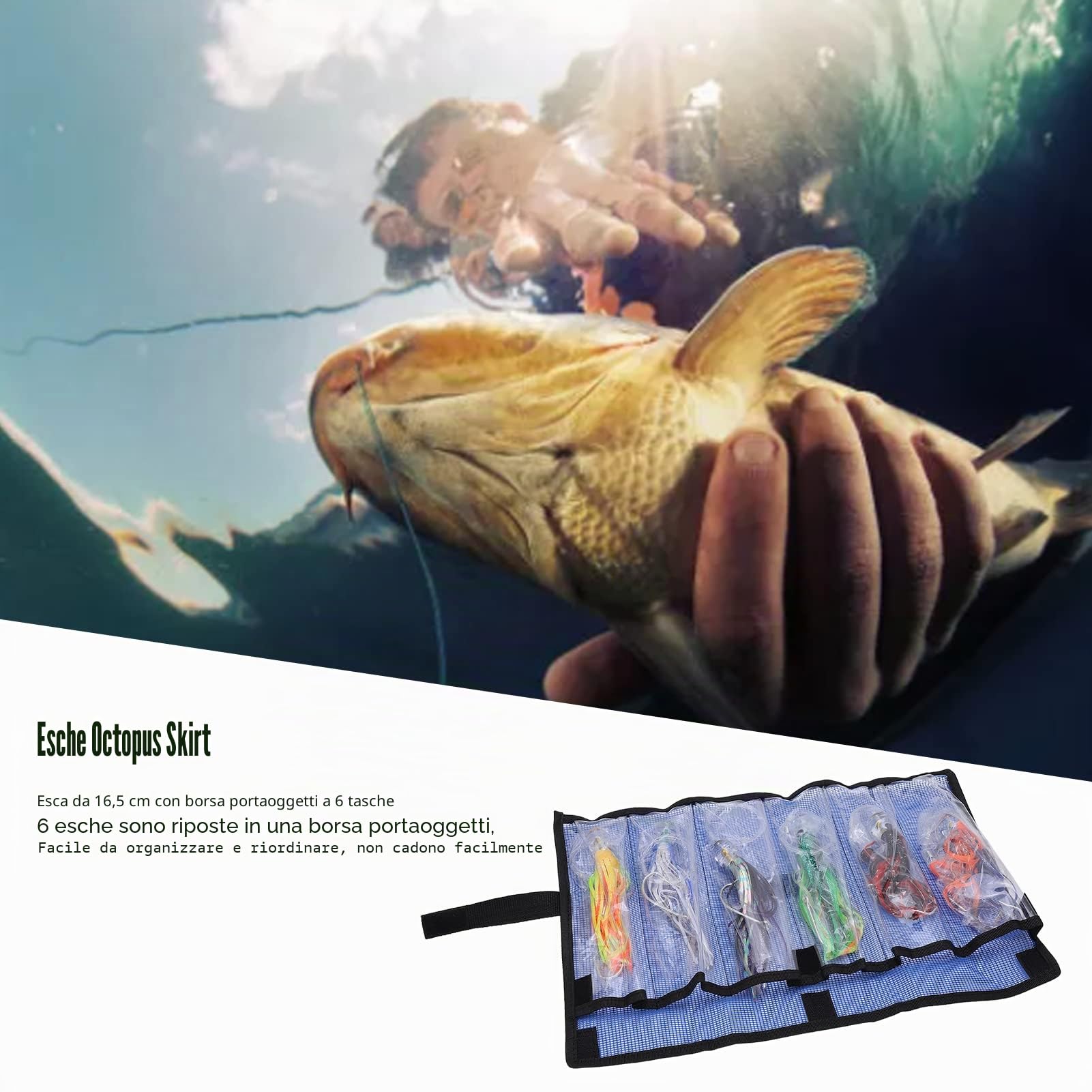 Set di Esche da Pesca a Traina, 6 Pezzi/set Gonne di Polpi di Calamari Esche per Acqua Salata per Pesca a Traina in Acrilico Esca per Pesca D' per Pesci Grossi