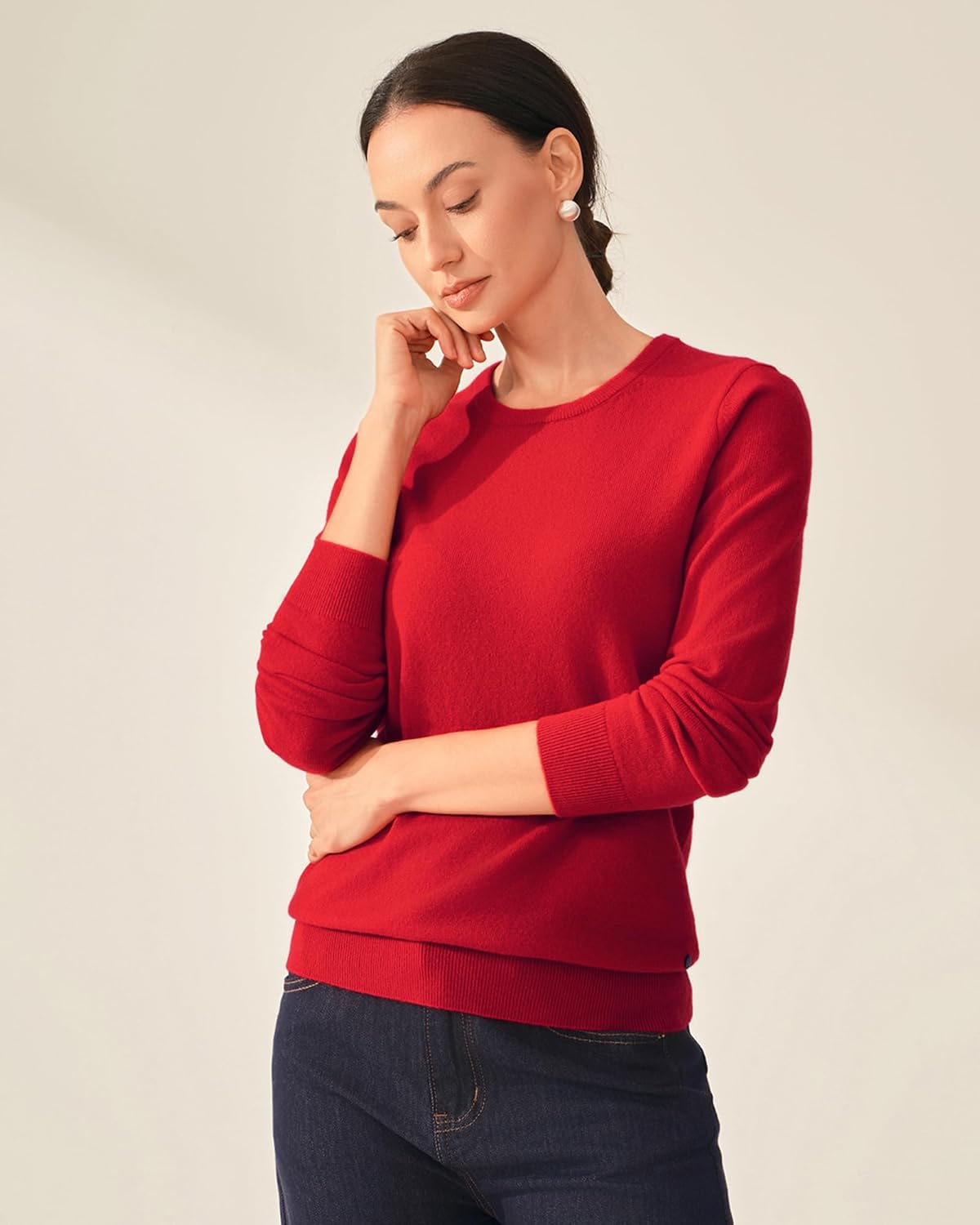 KVSS Women's 100% Pure Cashmere Crewneck Sweater Long Sleeve Pullover Sweater for Women - Image 2