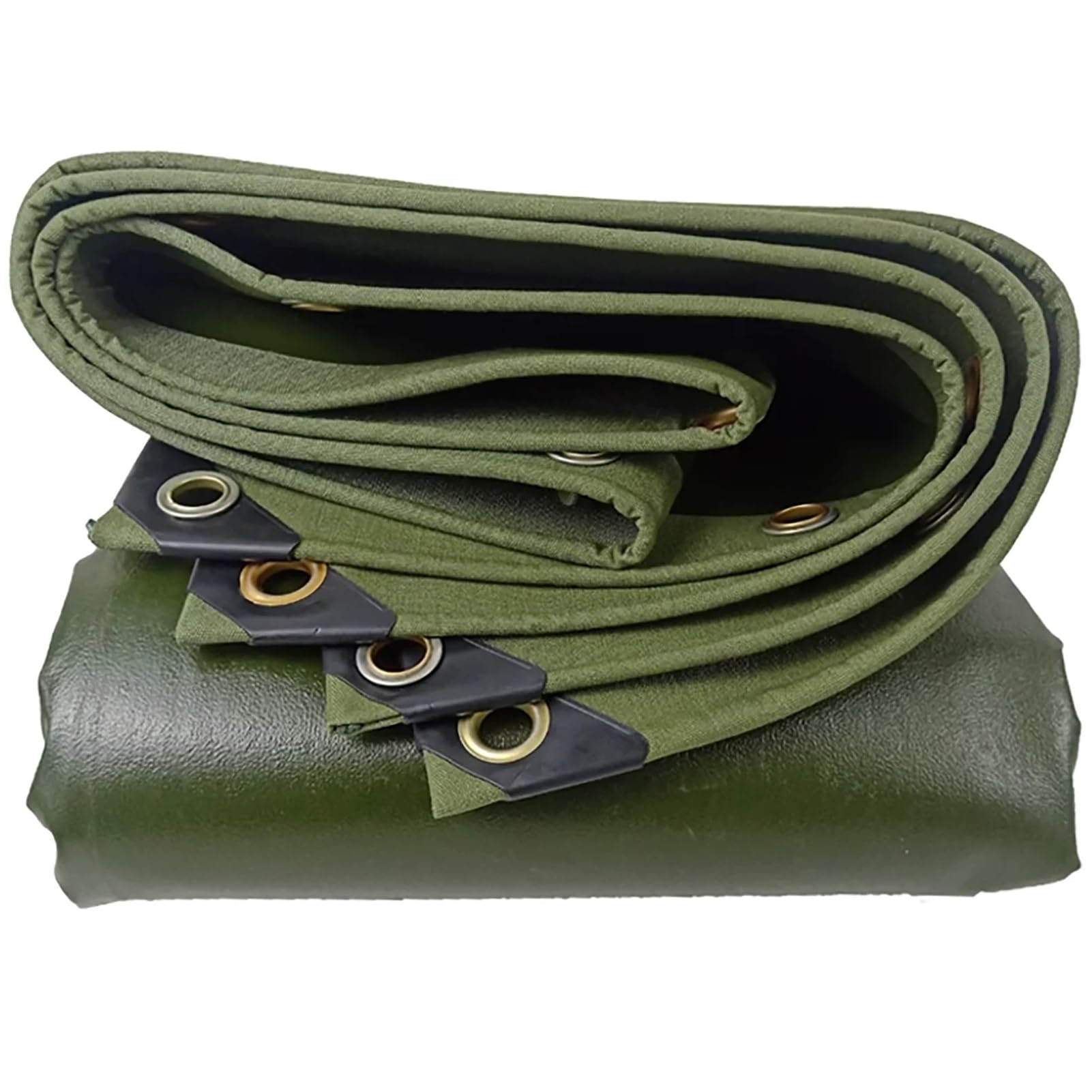 Tarpaulin with Thickened Corners 1x2m 2x3m 3x4m 4x6m 6x8m Waterproof Tarp Heavy Duty Cover with Grommets for Outdoor Use, Camping, Green Canvas(3x5m(9.8ftx16.4ft))