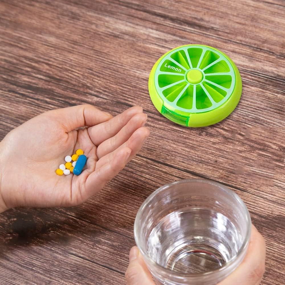 Wöchentlicher Pillen-Organizer, Dosierbox, runde 7-Tage-Medikamentenbox, 7 Fächer, kleine Tabletten, tragbare Wochenbox, Reise-Pillenetui, leicht zu öffnender Medikamentendosierer für unterwegs