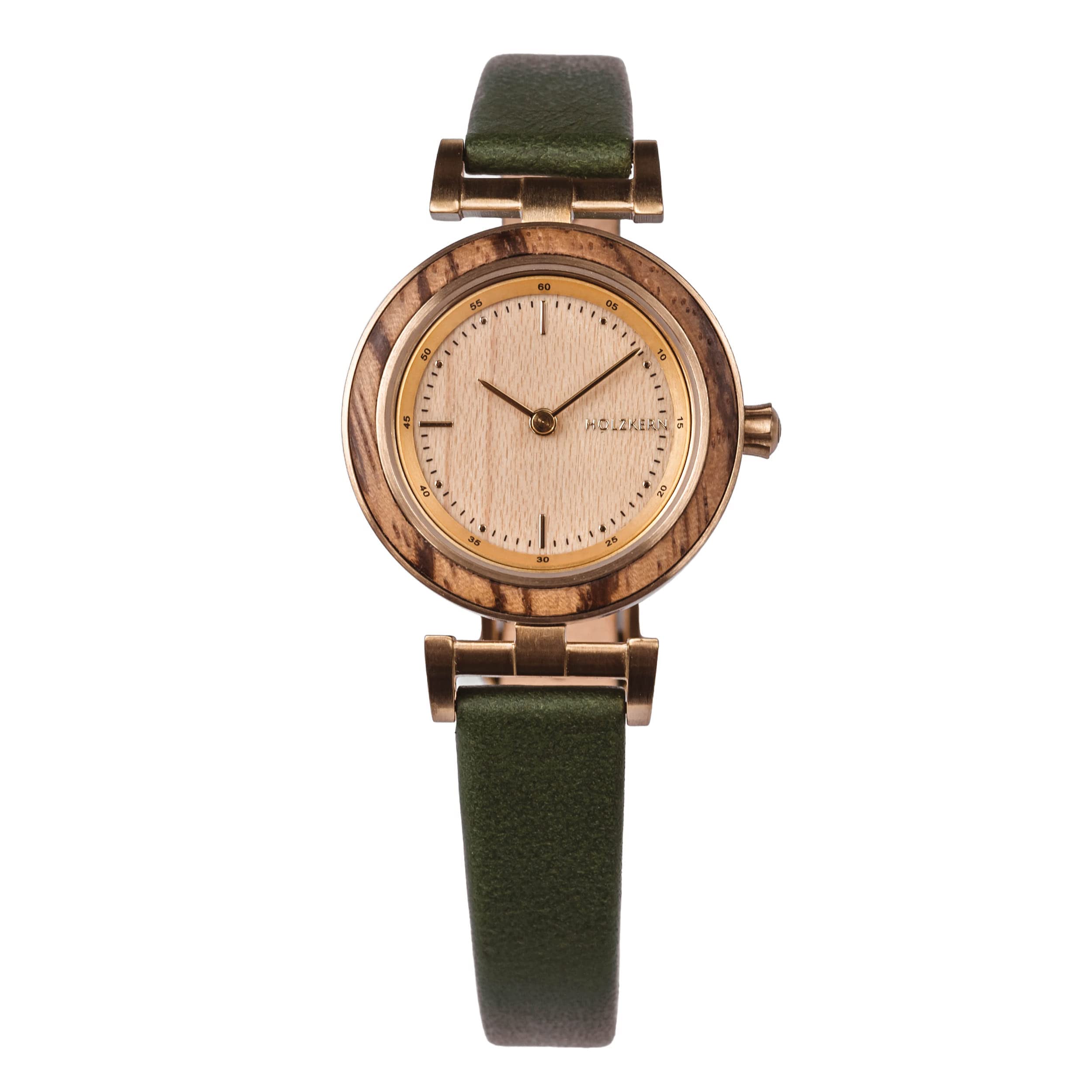 HOLZKERN Damenuhr Quarz Laura Zebrano/Eiche 9120078339022 | zeitlose Armbanduhr mit Zifferblatt aus hellbraunem Eichenholz für Frauen,