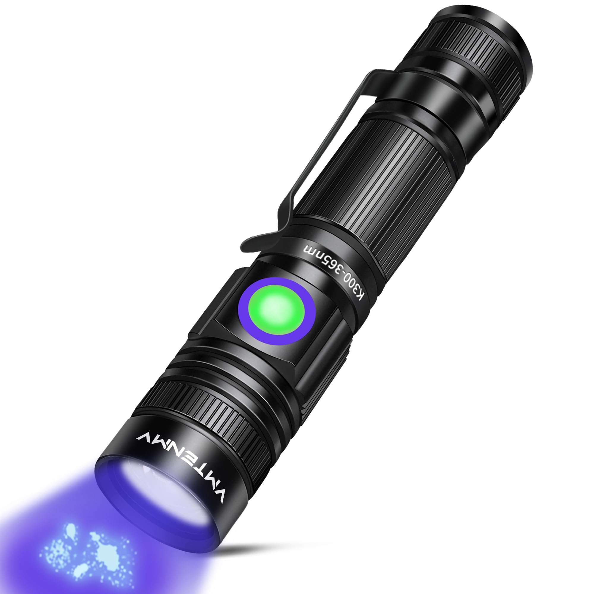 uv flashlight black light usb rechargeable 365nm blacklight mini, woods lamp portable handheld powerful led ultraviolet lights flashlights, focus adjustable for resin curing, pet urine detection