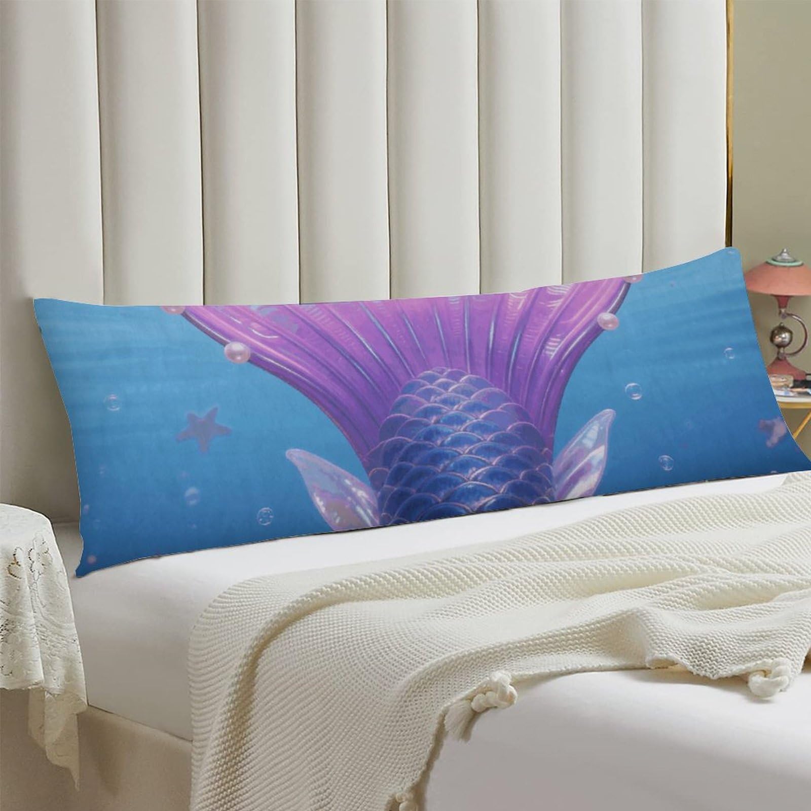 Body Pillow Cover 20x54 Long Pillow Case with Invisible Zipper Breathable Microfiber Mermaid Tail Pillowcase Soft Cozy Protector for Bedroom Couch Sofa Bed Home Decor All Seasons