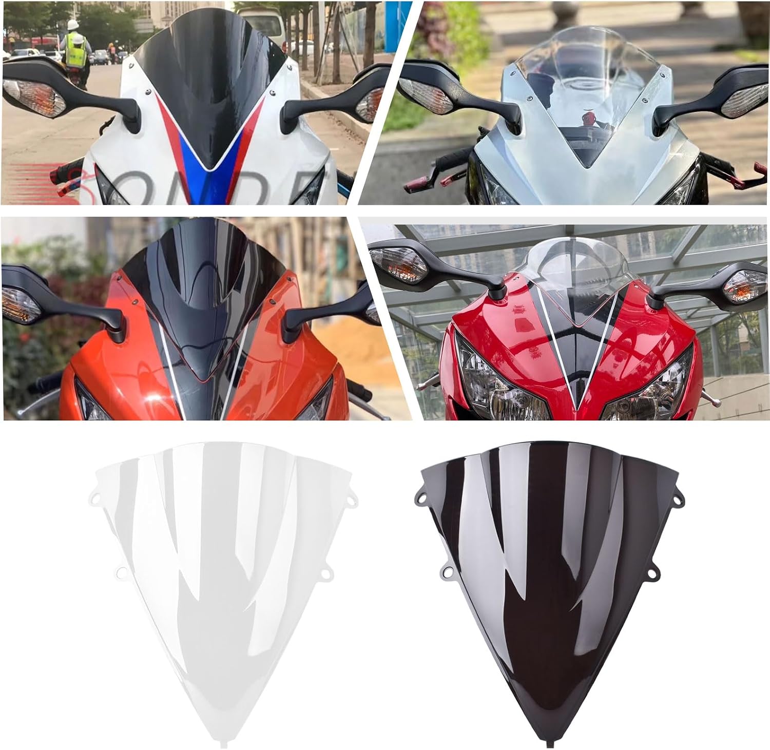 Motorbike Double Bubble Windscreen Windshield Wind Shield Deflectors Compatiable for Ho&n&da CBR1000RR CBR 1000 RR CBR-1000-RR Accessories 2012-2016 (Black Smoke)