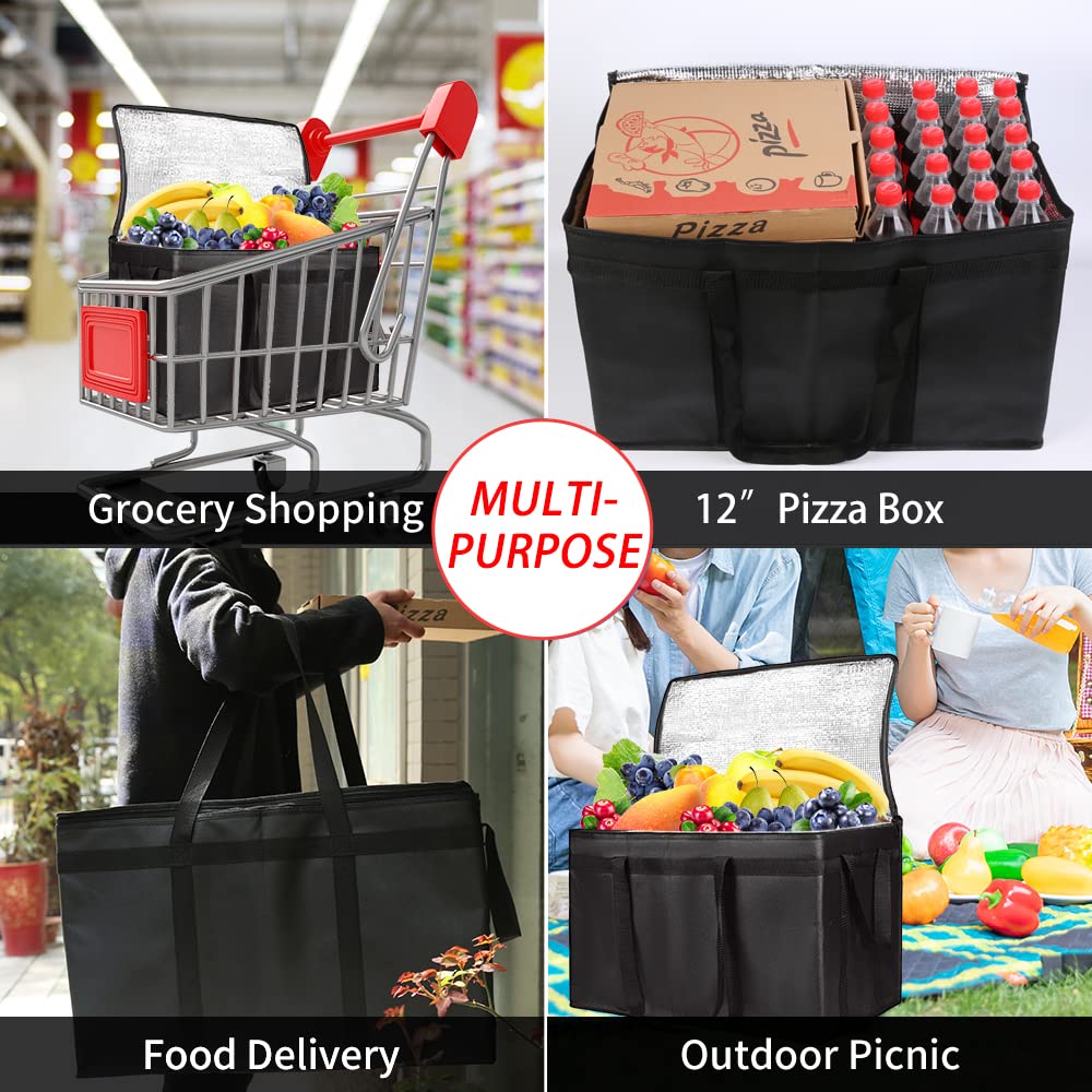 YZiCHENQQ 3pcs Insulated Grocery Bags With Zippered Top For