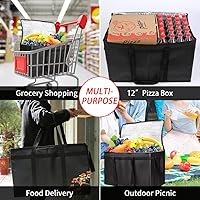 Vista 3 de CIVJET Paquete de 1 bolsa aislada para entrega de alimentos con parte inferior dura, calentadores de alimentos comerciales XXXL para Uber