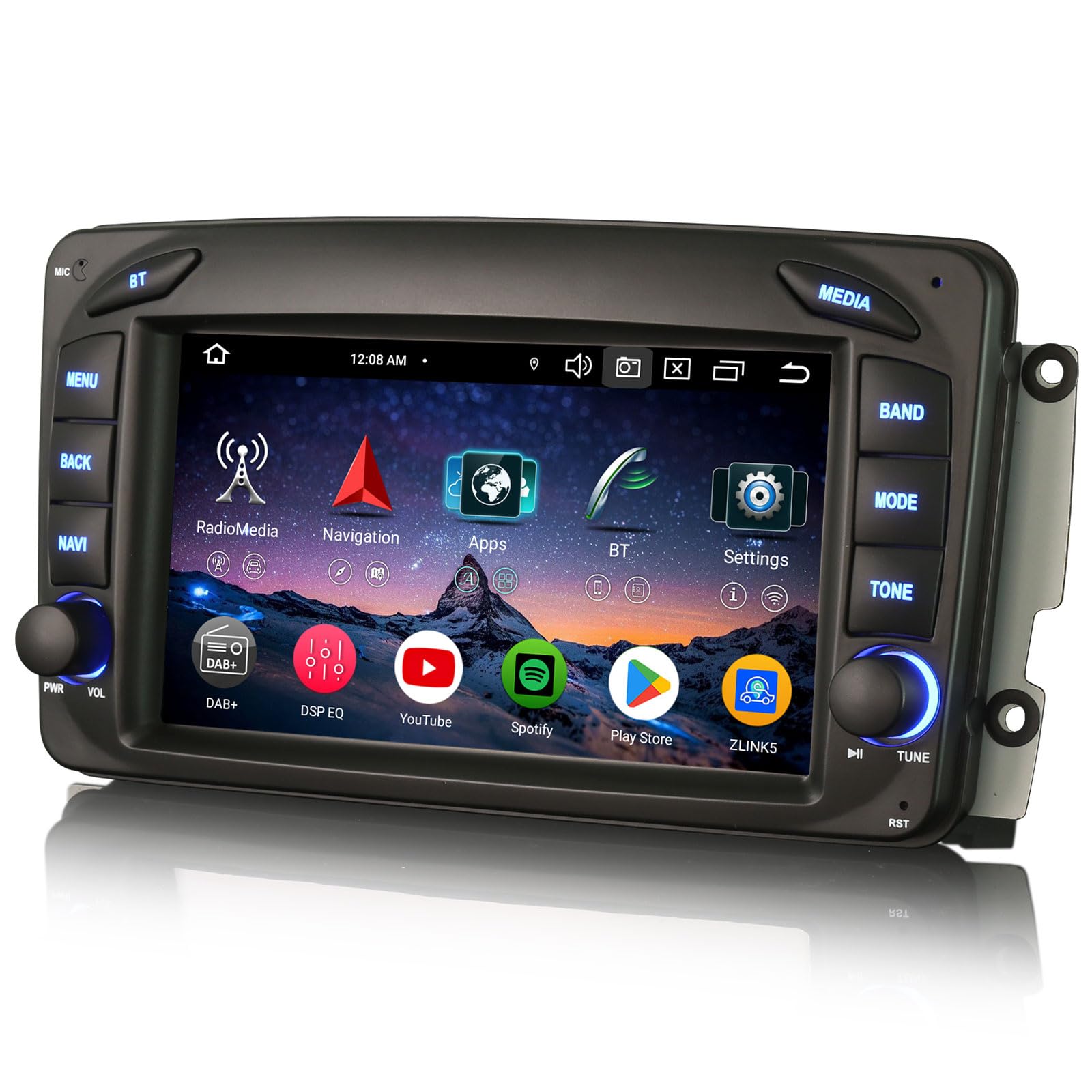 Erisin 7 pollici 8-Core 4GB+64GB Android 14 Autoradio 2 Din GPS Navigatore per Mercedes Classe C/CLK/G W203 C209 W209 W463 Viano Vito Bluetooth CarPlay Android Auto DAB+ WiFi DSP USB RDS FM Canbus