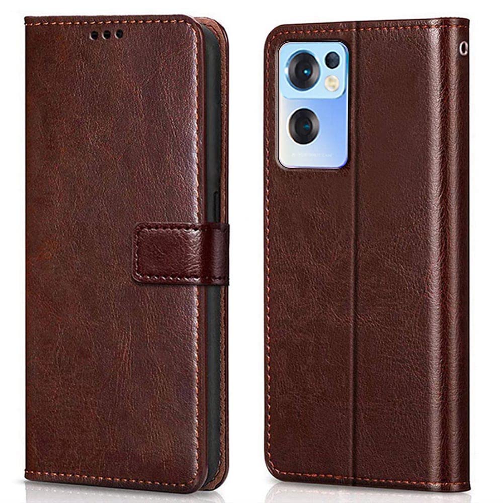 WOW IMAGINE Shock Proof Flip Cover Back Case Cover for Oppo Reno 7 5G (Flexible | Leather Finish | Card Pockets Wallet & Stand | Chestnut Brown) (B09RWTBHQH) Amazon Price History, Amazon Price Tracker