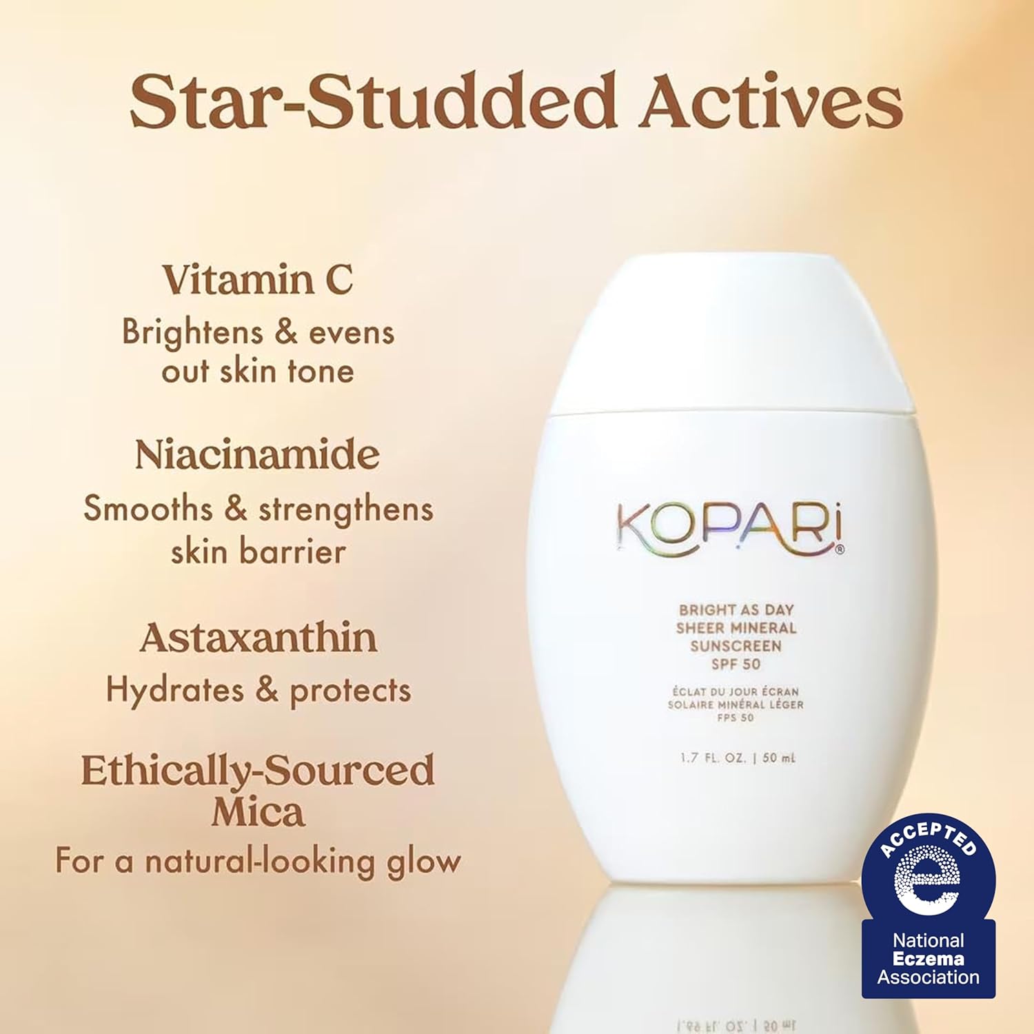 Kopari Bright as Day Sheer Mineral Sunscreen SPF 50, 100% Mineral Facial Sunscreen with Vitamin C & Niacinamide, Sheer Finish, All Skin Tones, 1.7 oz - Image 4
