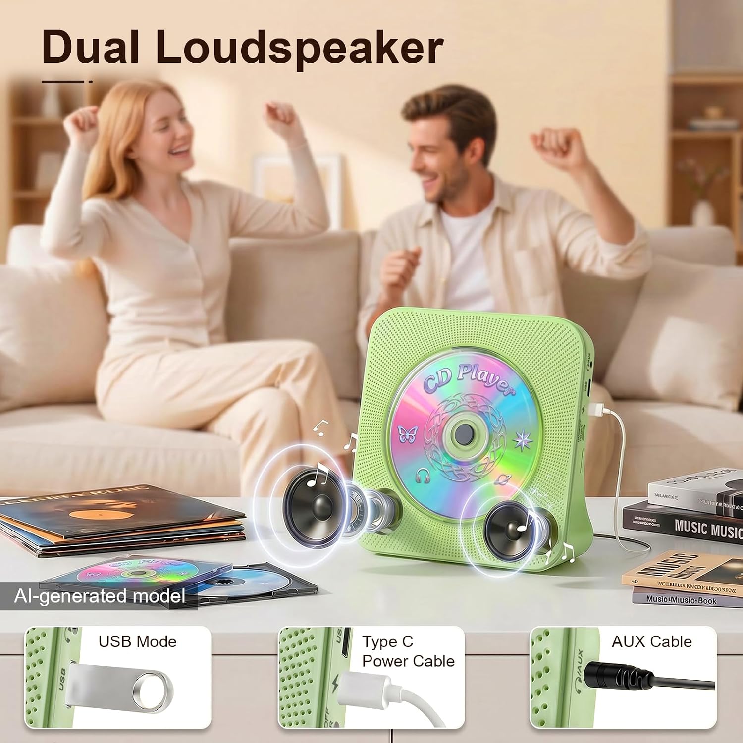 Gueray CD Player Portable Bluetooth Desktop CD Players for Home image 4