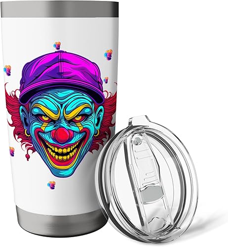 Miniatura 5 de Funny Streetwear synthwave 80s 90s retro anime evil clown Stainless Steel Insulated Tumbler