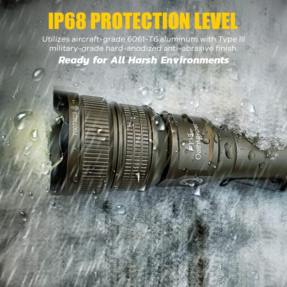 Brinyte PT18 Professional LED Tactical Flashlight 2000 High Lumens, Rechargeable IP68 Waterproof Handheld Lights with Battery, Holster, 360 Meters Long Throw, Ideal for Patrol, Search, Rescue : Sports & Outdoors