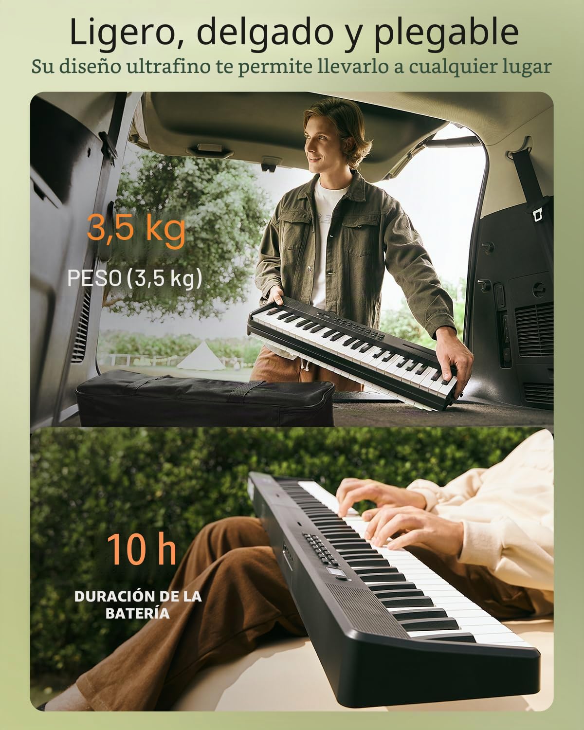Donner DP-10 Teclado de Piano Portátil 88 Teclas para Principiantes, Teclado de Piano Plegable Bluetooth con Acorde, Grabación, Kit de Batería, Paquete de Piano Digital Plegable con Pedal, Bolsa