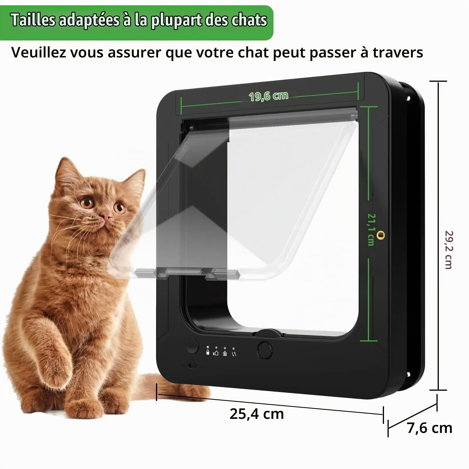 Chatière À Puce Électronique Deluxe Mart avec Télécommande Et 2 Colliers À Capteurs, Porte D'entrée Sélective pour Chats Et Petits Chiens, Ouverture de 7 7/8" X 7 1/2", Accès Sûr Et Intelligent White