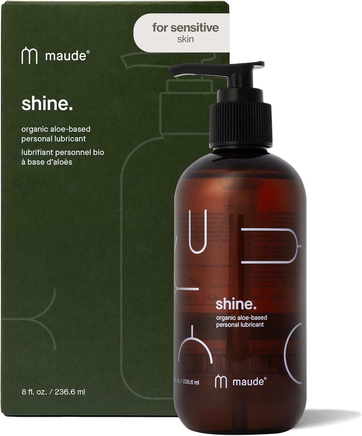 Maude Shine Aloe - Water-Based Personal Lubricant with Organic Aloe - Naturally Hydrating + Non-Sticky Lube - Latex Condom + Silicone Device Safe - Fragrance-Free, Hypoallergenic + Vegan (8 fl oz) product image
