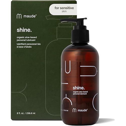 Maude Shine Aloe - Water-Based Personal Lubricant with Organic Aloe - Naturally Hydrating + Non-Sticky Lube - Latex Condom + Silicone Device Safe - Fragrance-Free, Hypoallergenic + Vegan (8 fl oz)