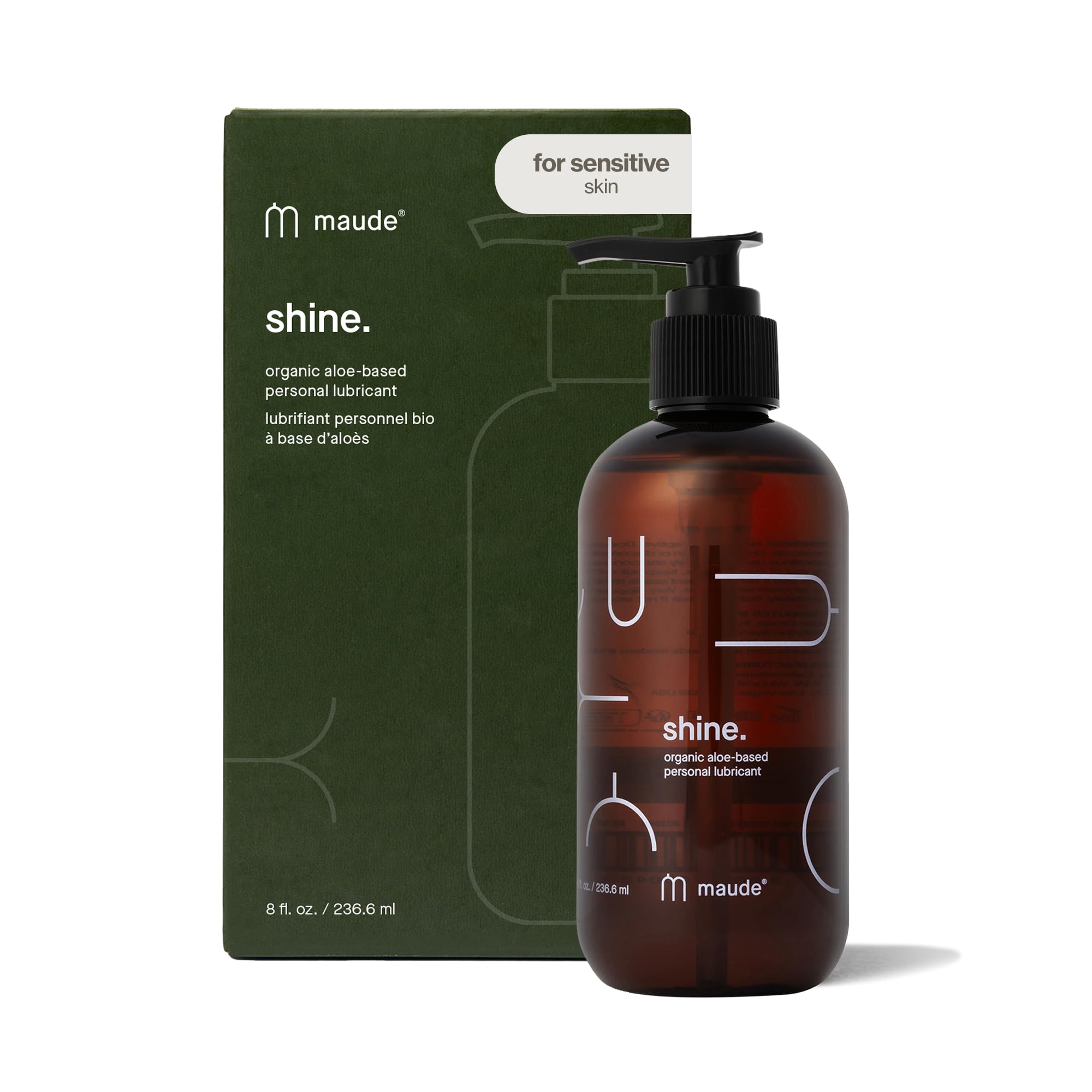 Shine Aloe - Water-Based Personal Lubricant with Organic Aloe - Naturally Hydrating + Non-Sticky Lube - Latex Condom + Silicone Device Safe - Fragrance-Free, Hypoallergenic + Vegan (8 fl oz)