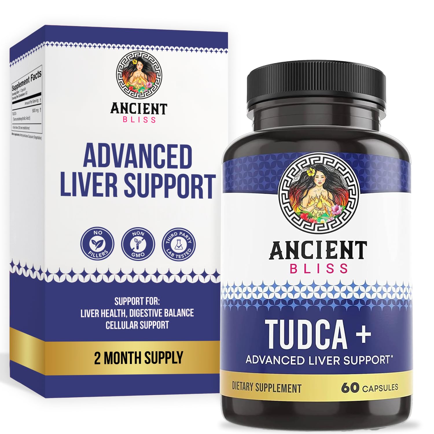 Tudca 500mg, 60 Capsules (Tauroursodeoxycholic Acid)- Bile Salts Liver Support Supplement, Natural Bitter Taste- Vegan Friendly, Non GMO, Gluten Free Capsules by Ancient Bliss