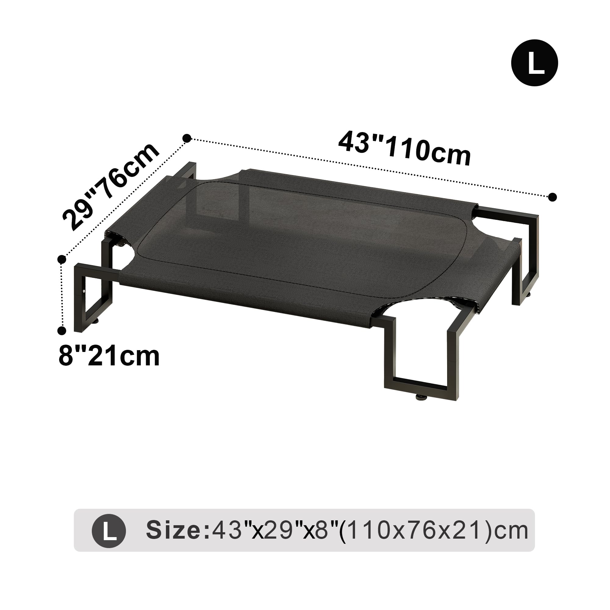 Lit pour Chien surélevé,Tapis Rafraichissant Chien,Lit Surelever de Camp pour Animaux de Compagnie Intérieur Extérieur,Panier Sureveler Chien Lavable Respirant,Cadre métallique Robuste,Noir