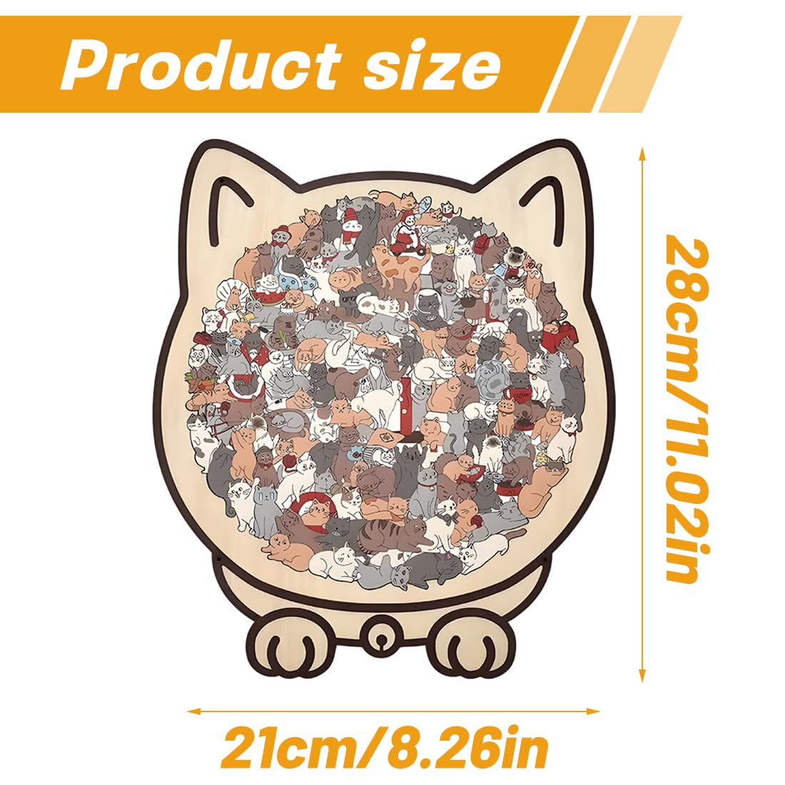 Puzzle en bois 135 pièces Silhouette de chat Morandi formes animales découpe au laser cadeau DIY décoration intérieure