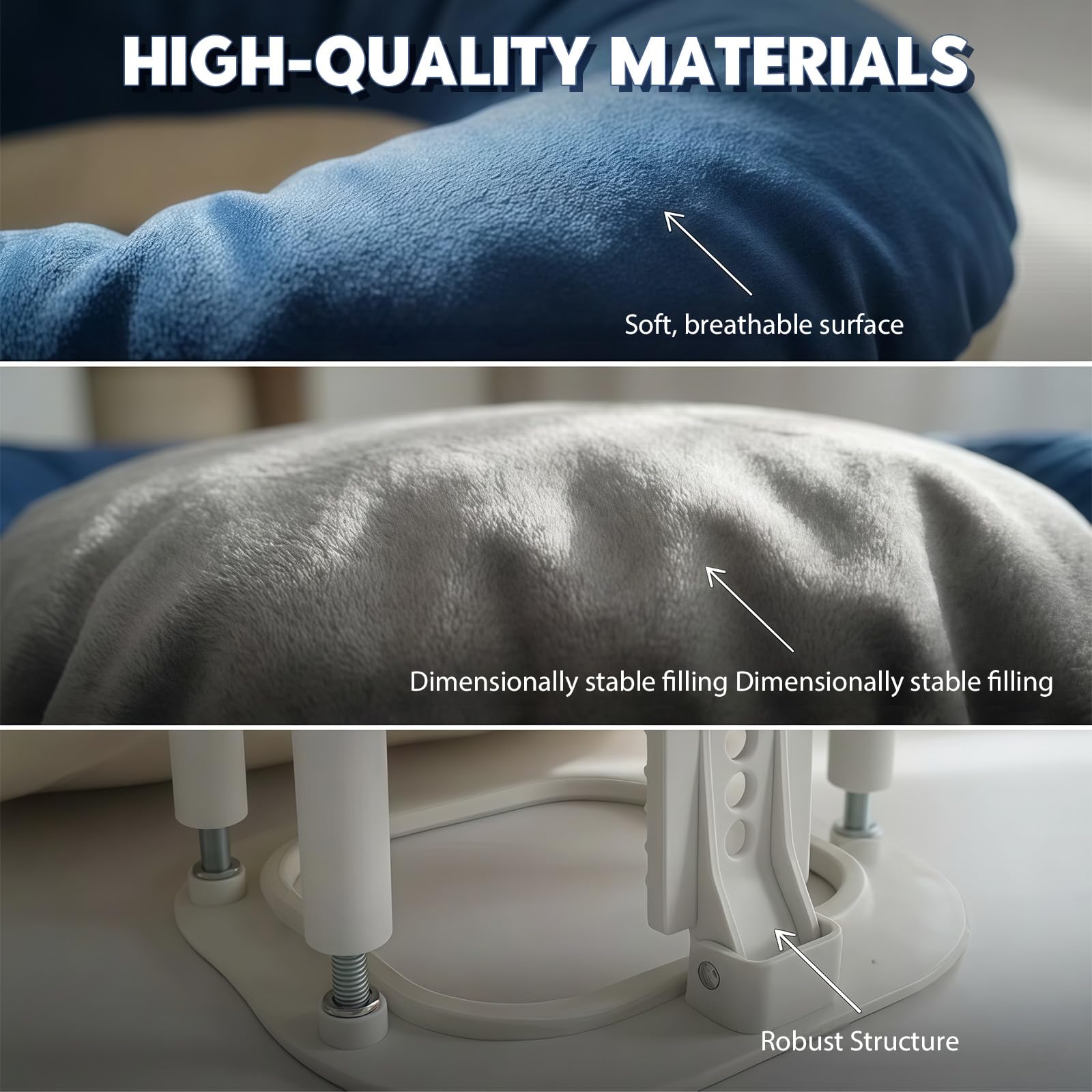 Masaje Headrest for Bed, Reposacabezas para Cama, Almohada Boca Abajo con Espuma Viscoelástica, Cojín de Recuperación Postoperatoria Ocular, Altura Ajustable, Beidseitig Utilizable