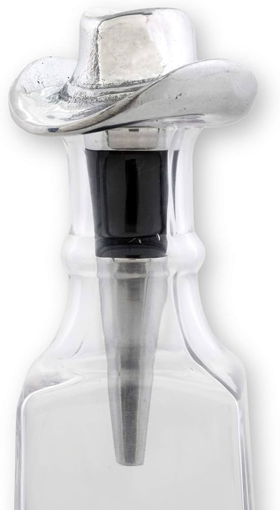 Arthur Court Western Metal Cowboy Hat Bottle Stopper Wine Topper Silicone Saver 5 inch Long